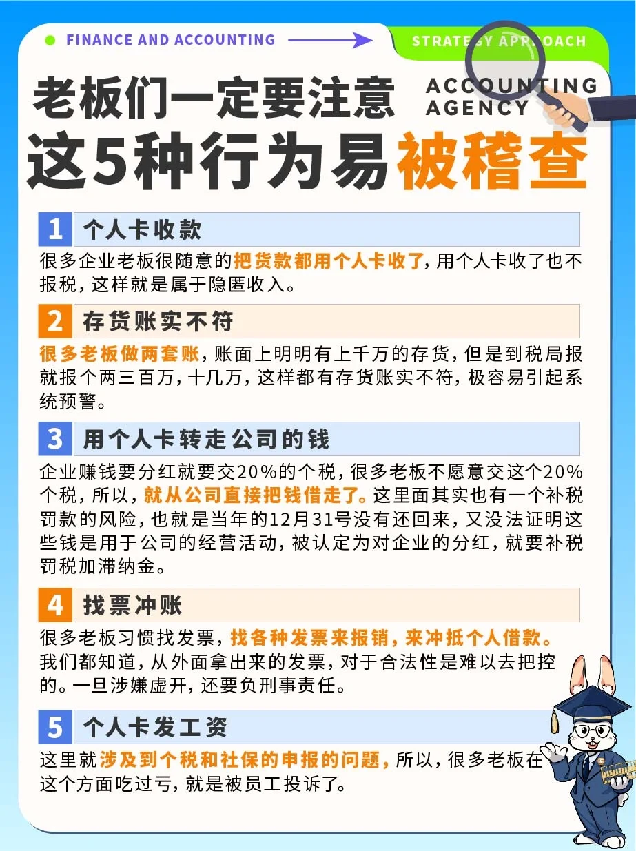 老板们一定要注意这些易被税务稽查行为‼️