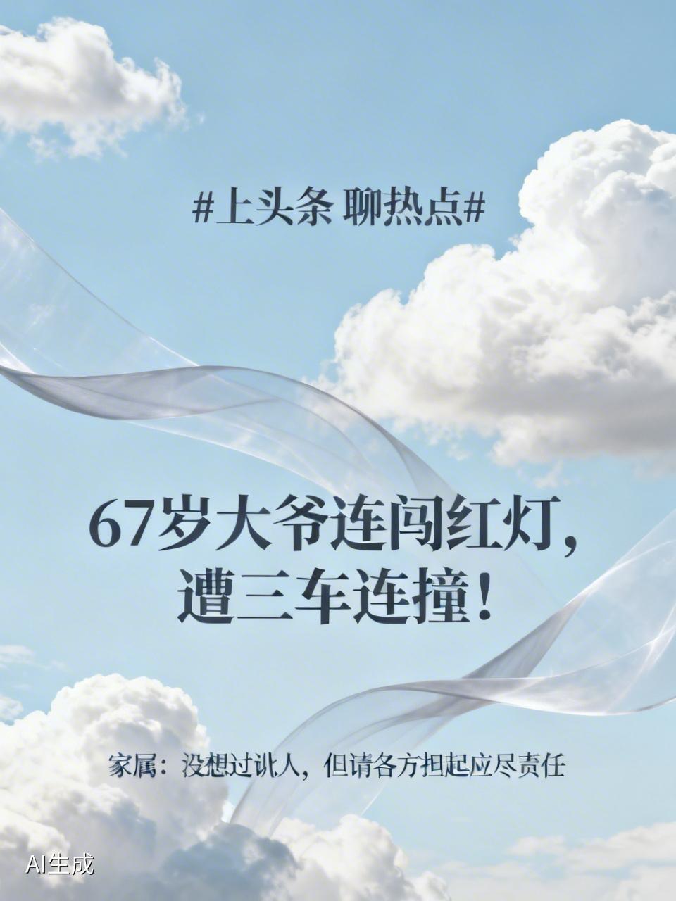 67岁大爷连闯红灯，遭三车连撞！家属：没想过讹人，但请各方担起应尽责任
近日，这