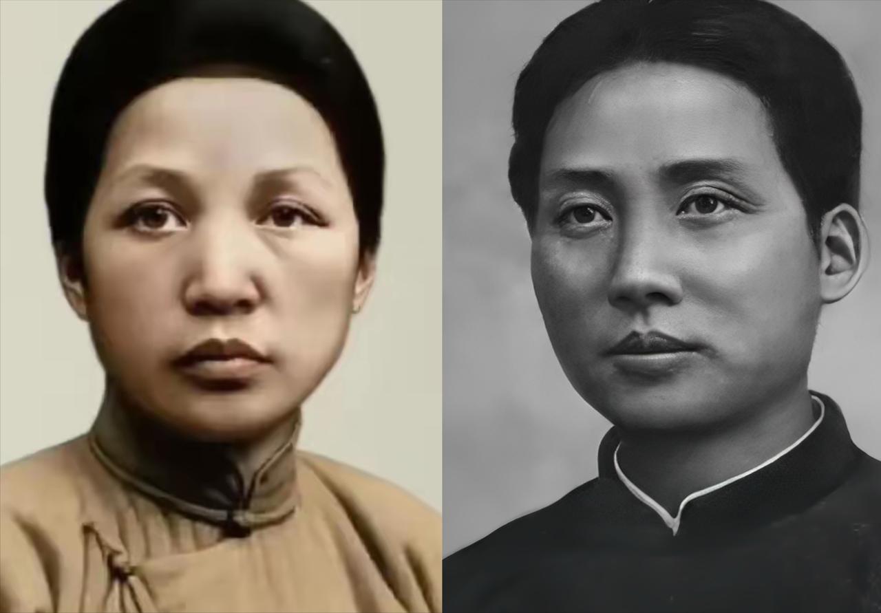 看着这张1919年的老照片，母子俩有着相似的面容：同样宽阔的额头，同样深邃的眼神