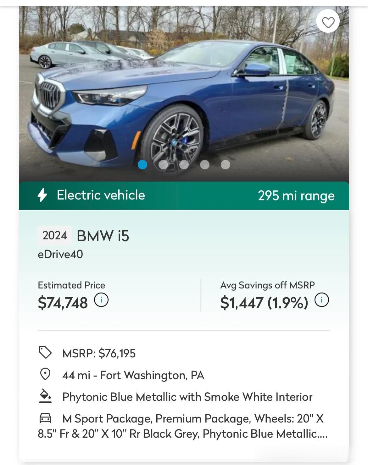 宝马纯电5系——i5上市了。250kW电机，84度电池，EPA工况续航475公里