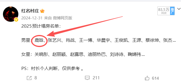 之前做的预计塌房名单，鹿晗因为被禁止关注塌了一次，这次司晓迪年初搞他，现在又来，