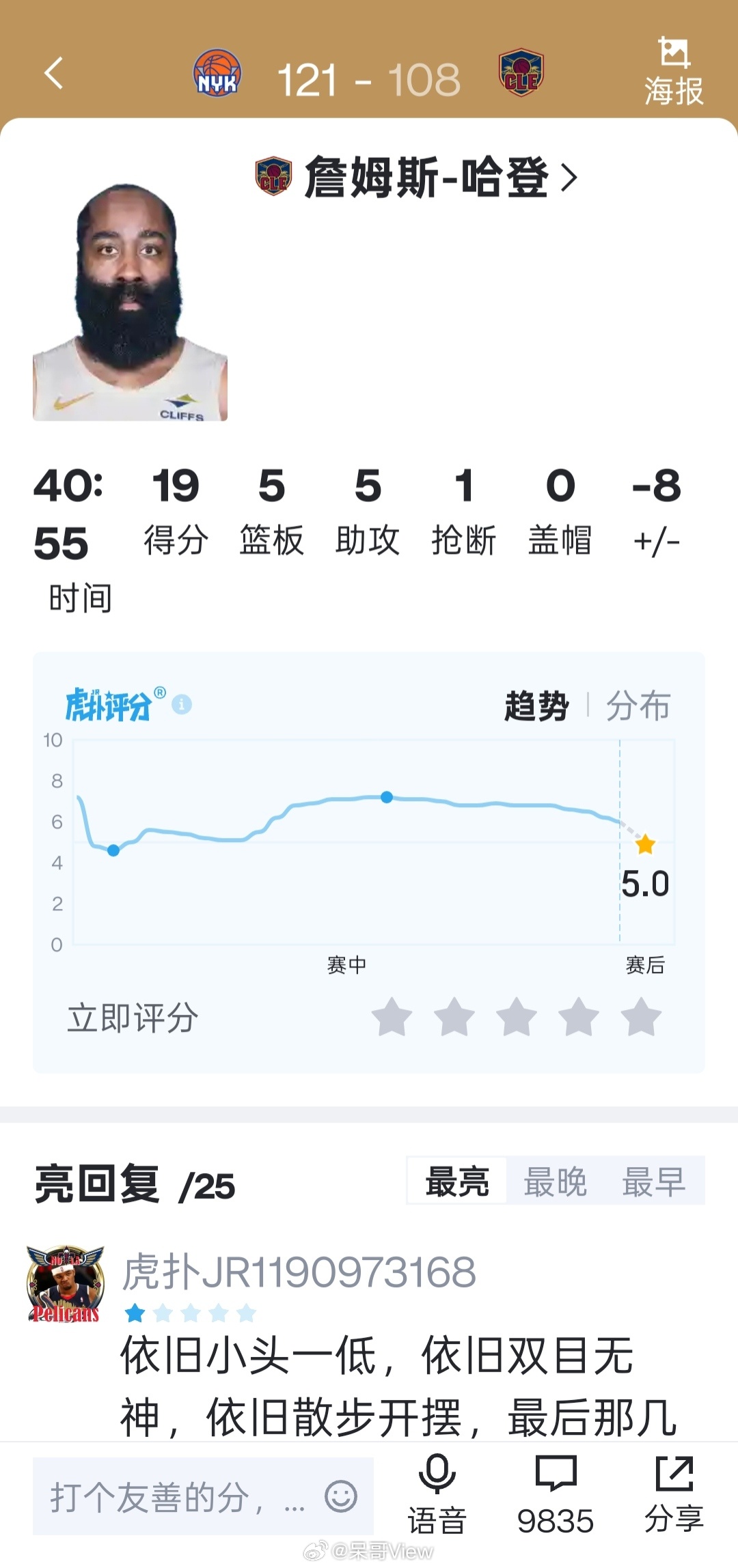 尼克斯3比0骑士即将进入登走不欠环节，登哥在季后赛拉胯这方面从来不拉胯，我现在依