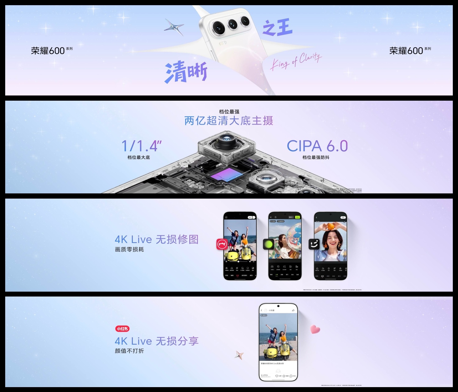 荣耀600系列率先构建行业首个“拍-修-享”全链路4K无损，联合美图秀秀、醒图、