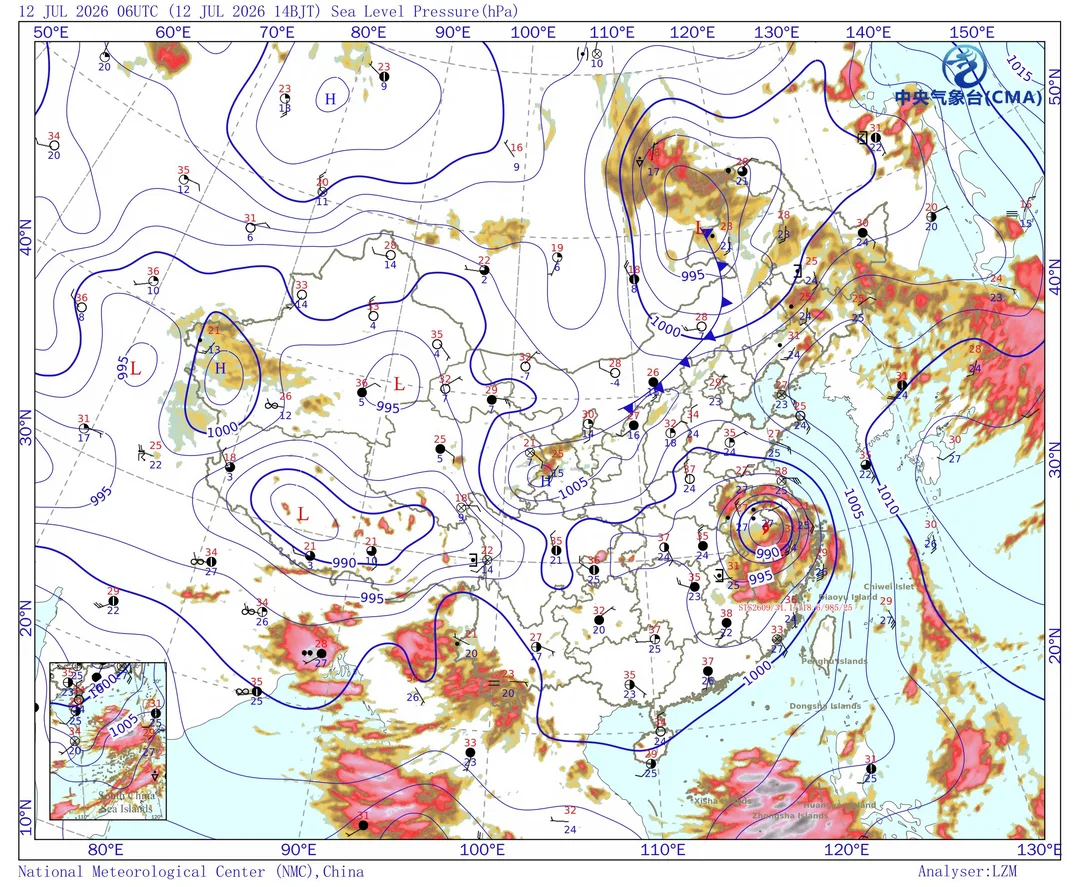 副高减弱，广东高温减弱，雷雨逐步增加
