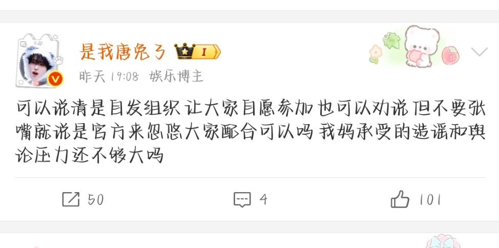 活动从始至终都没提过是官方活动，只是散粉想尽力给沛恩做个应援。连宣传都是大家自发