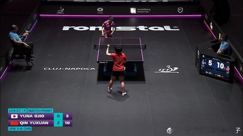 覃予萱3比0小塩悠菜（9，4，5）第三盘：姚睿轩VS高森爱央中国队一比一日本队2