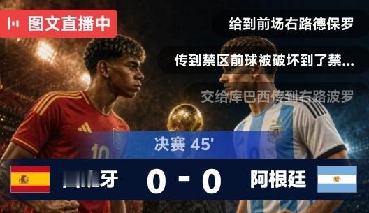 万万没想到，世界杯决赛阿根廷和西班牙的上半场比赛，小组赛淘汰赛进攻火力凶猛的阿根