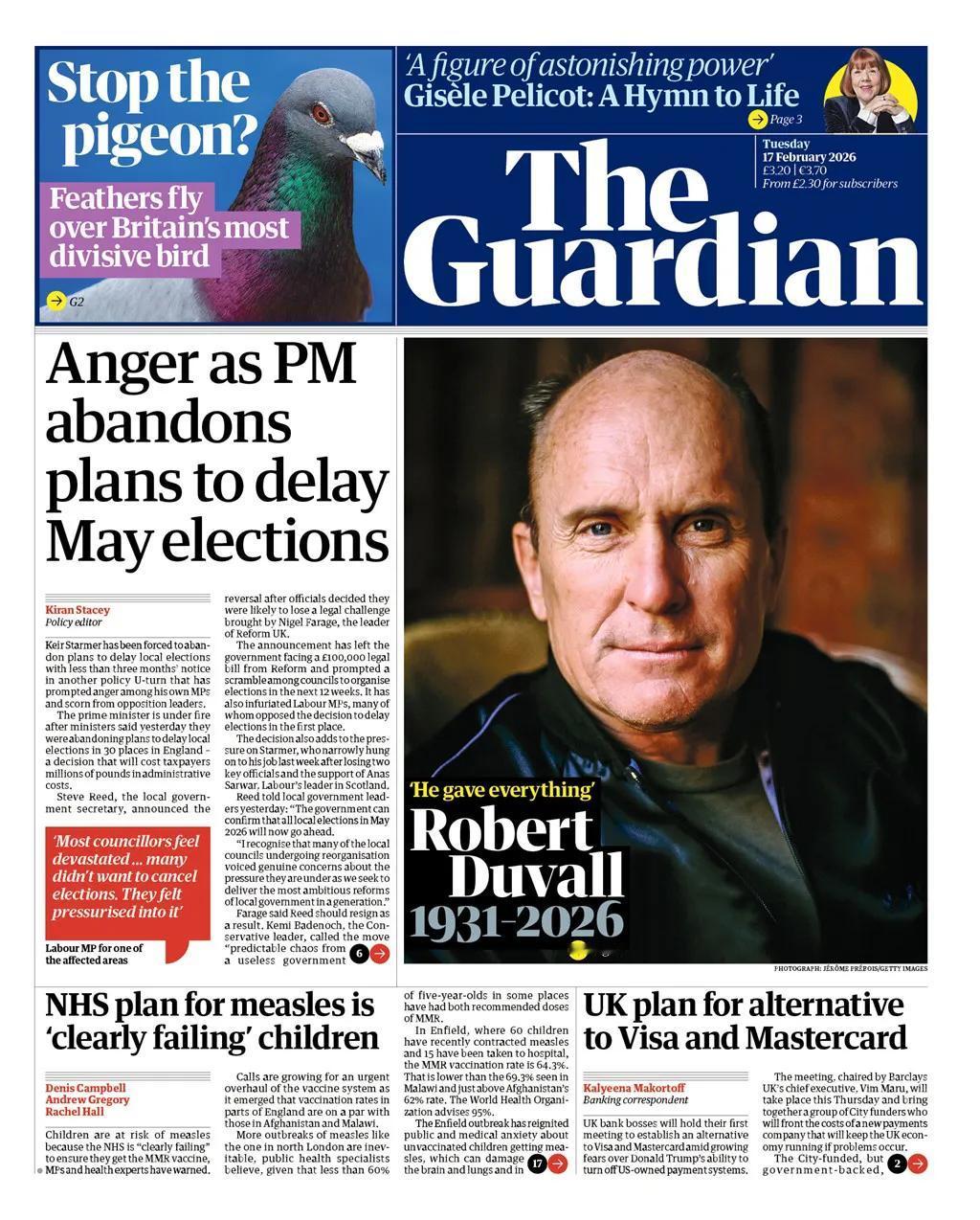 《卫报》报道英国政府决定放弃推迟30场英国地方选举的计划，此前已征求法律意见。