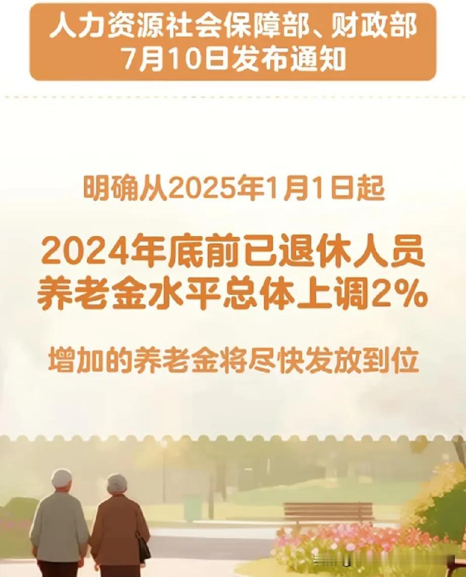 养老金上调比例已定，
今年上调2％，
也是养老金上调以来最低的一年。
祝贺退休的