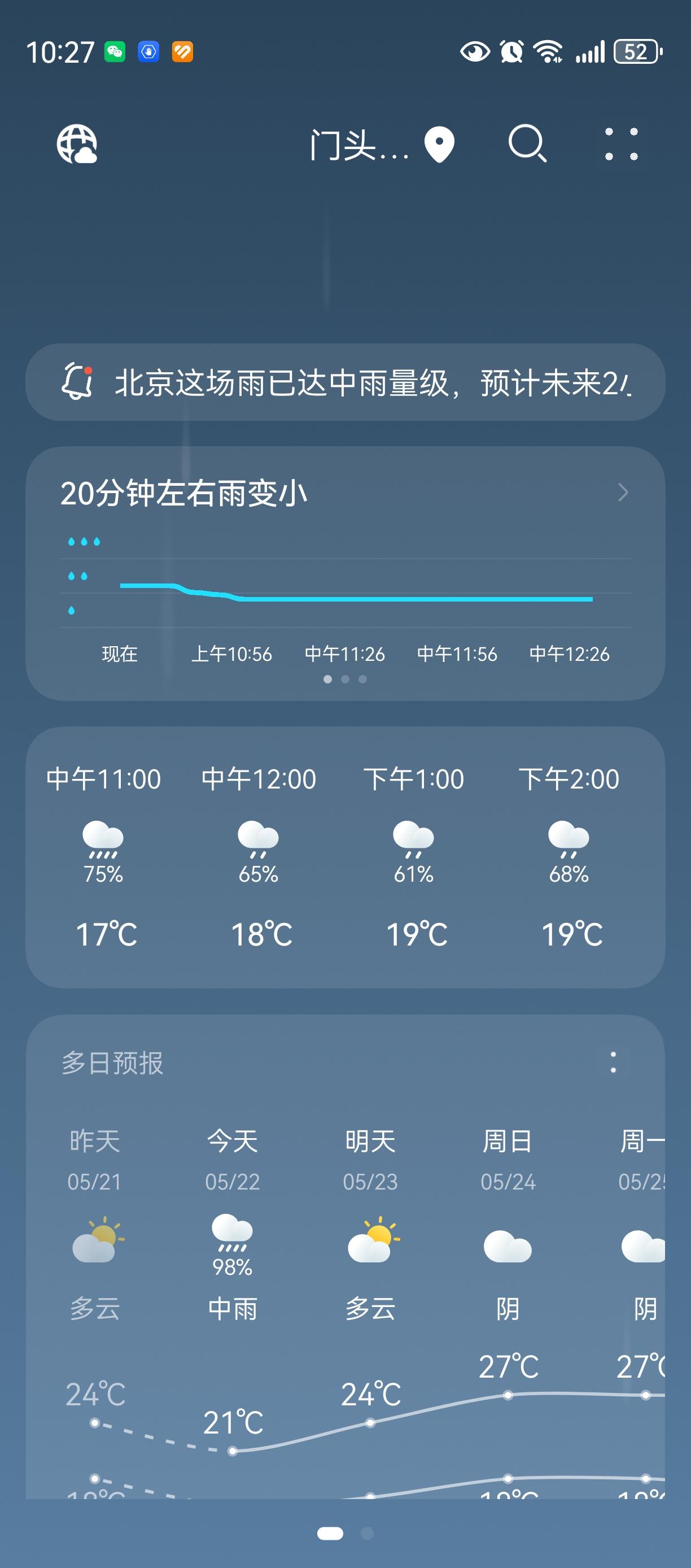 感谢老天爷的精准打击
我闺女在奶奶家住了三天，据说会下雨都没有下，好不容易回家就