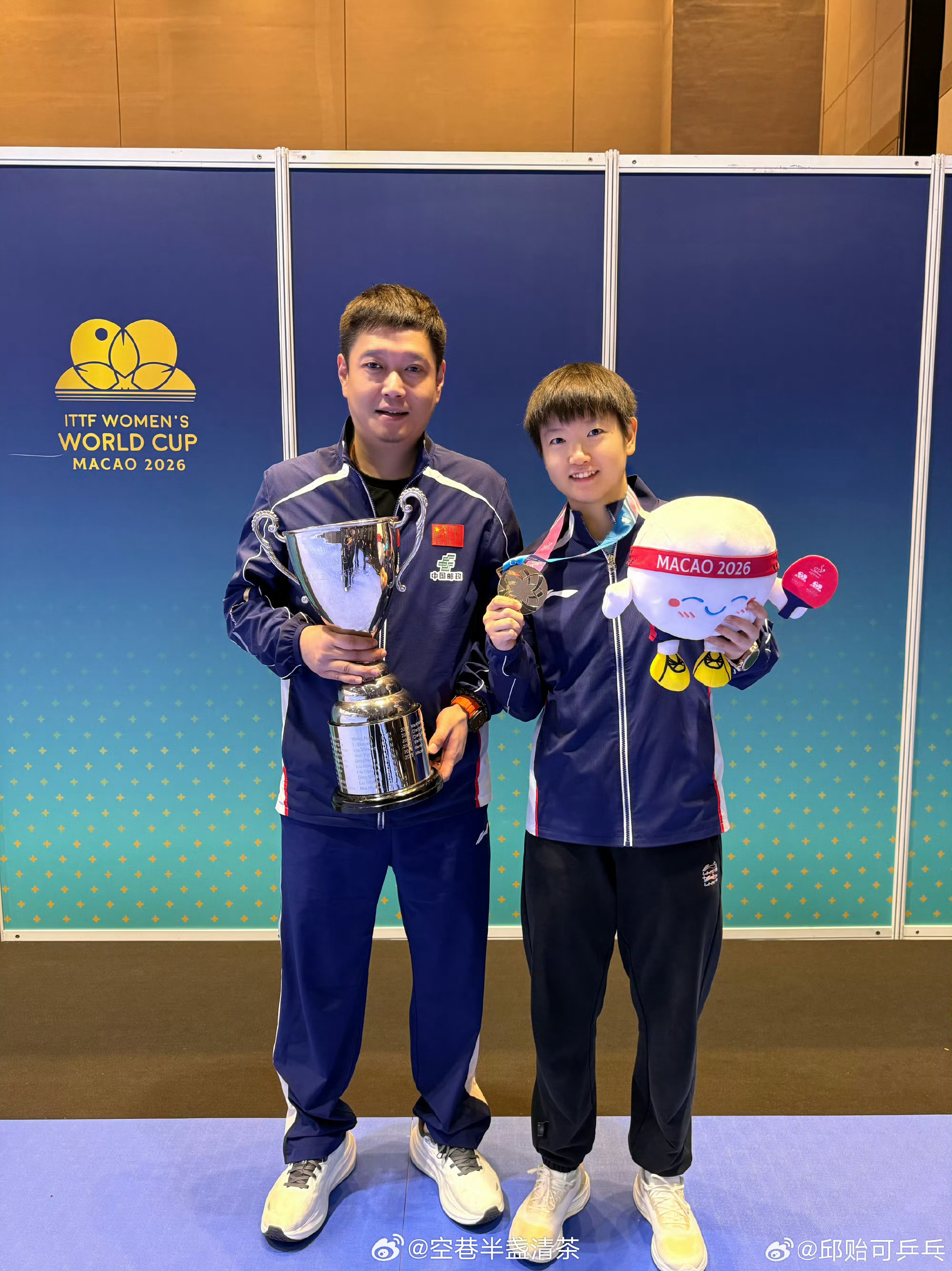 邱贻可恭喜孙颖莎三连冠恭喜莎莎，恭喜邱导，期待下个赛场见