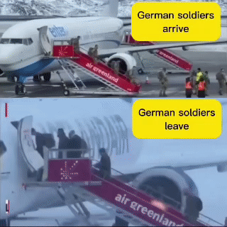 德国赫赫有名的“闪电战”在格陵兰再度上演：
1月16日，德国士兵火速抵达格陵兰。