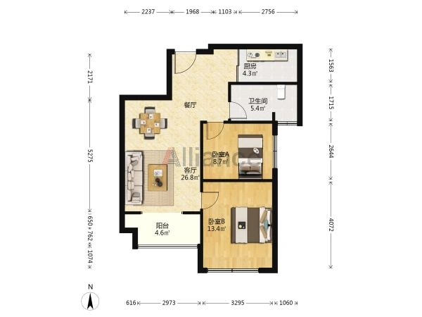 科技二路，高新学区，两室118万