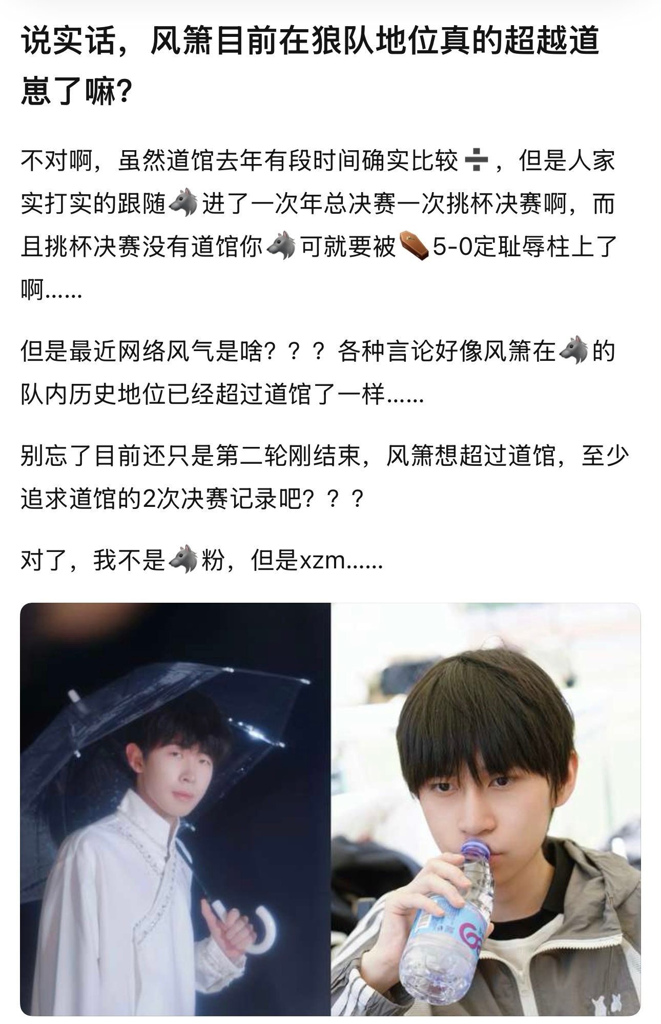 理性讨论 风箫目前在狼队地位真的超越道崽了嘛？kpl ​​​