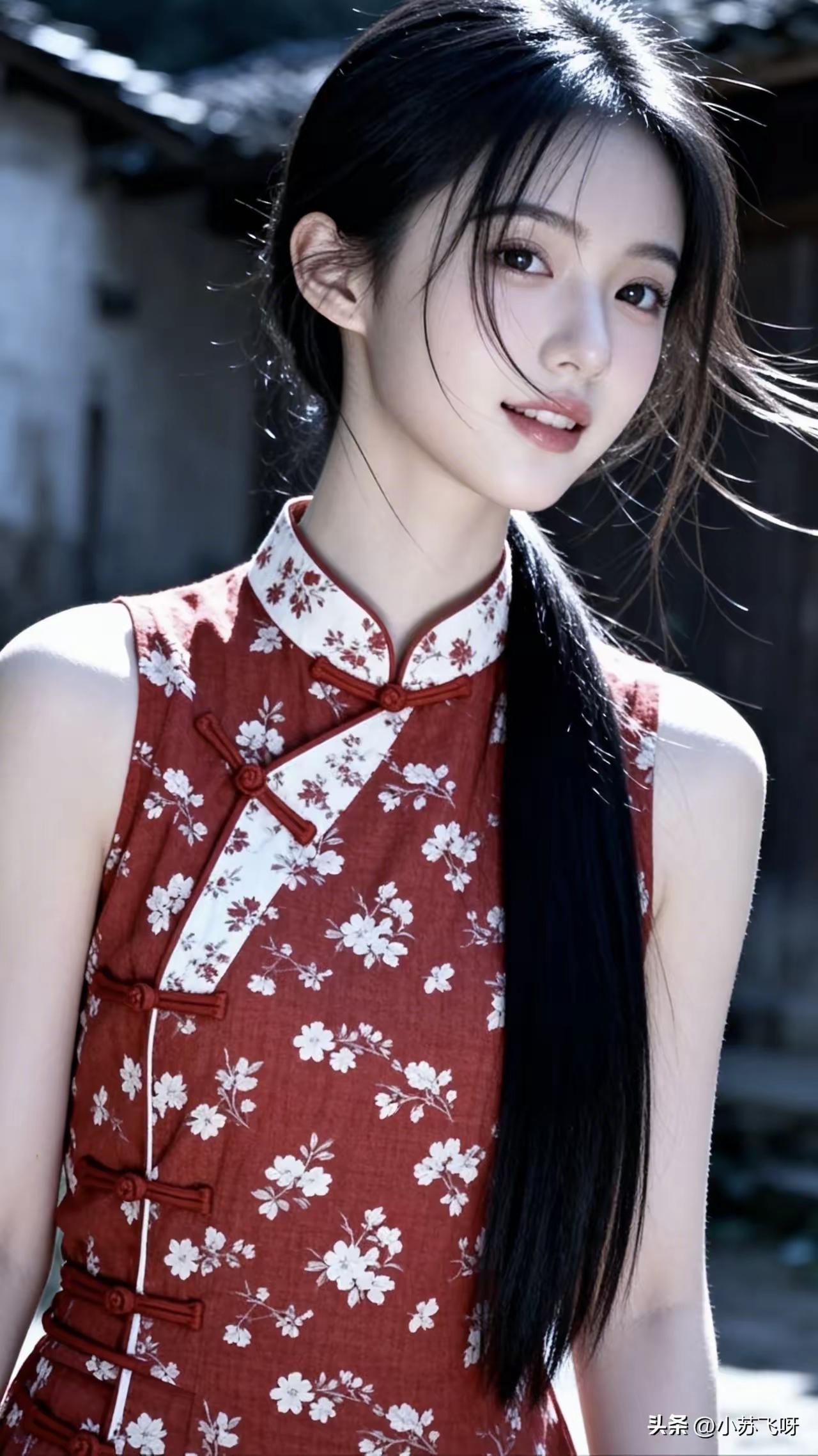 这姑娘穿着旗袍真好看！