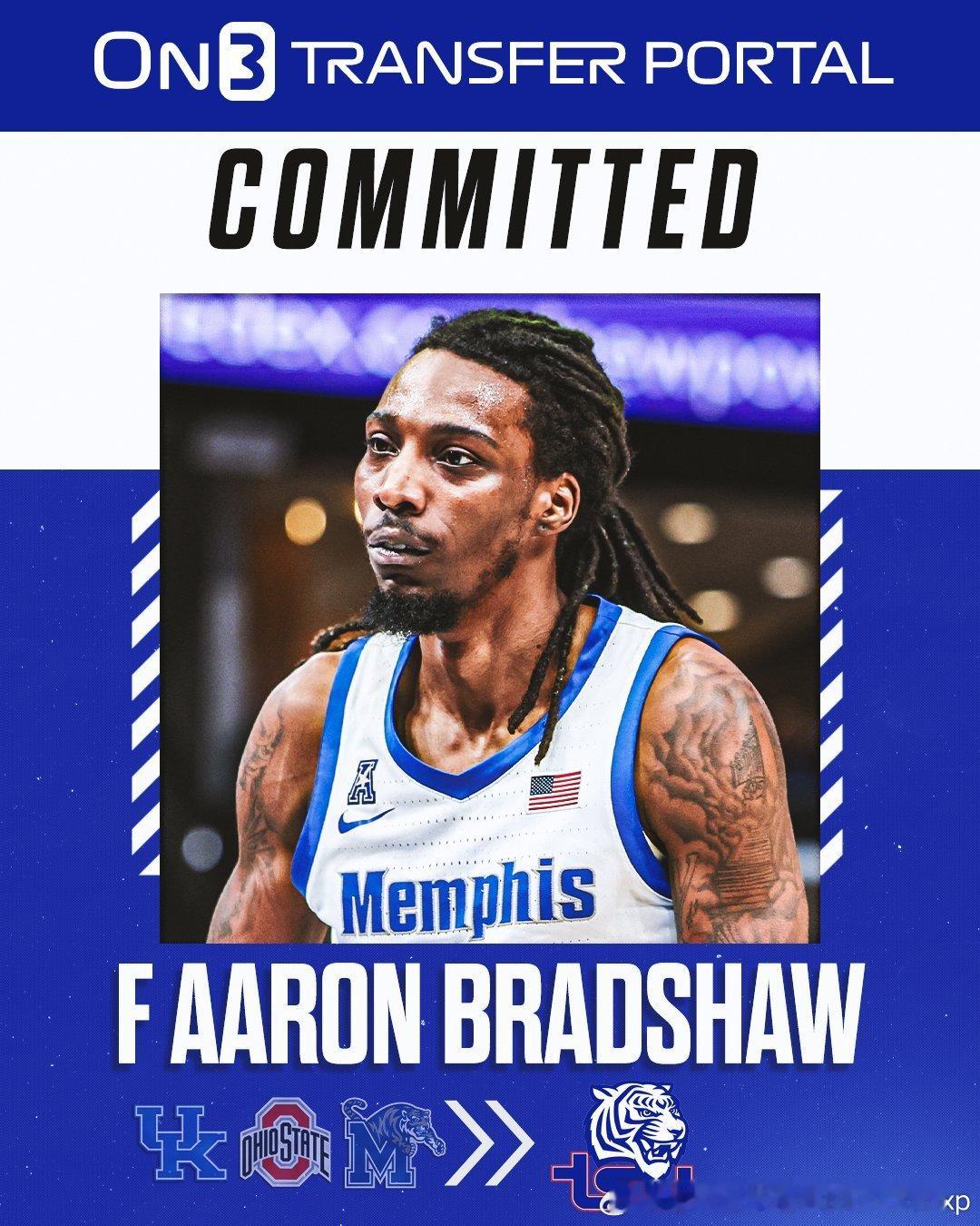 216公分前全美五星高中生Aaron Bradshaw转校去了田纳西州立大学，有