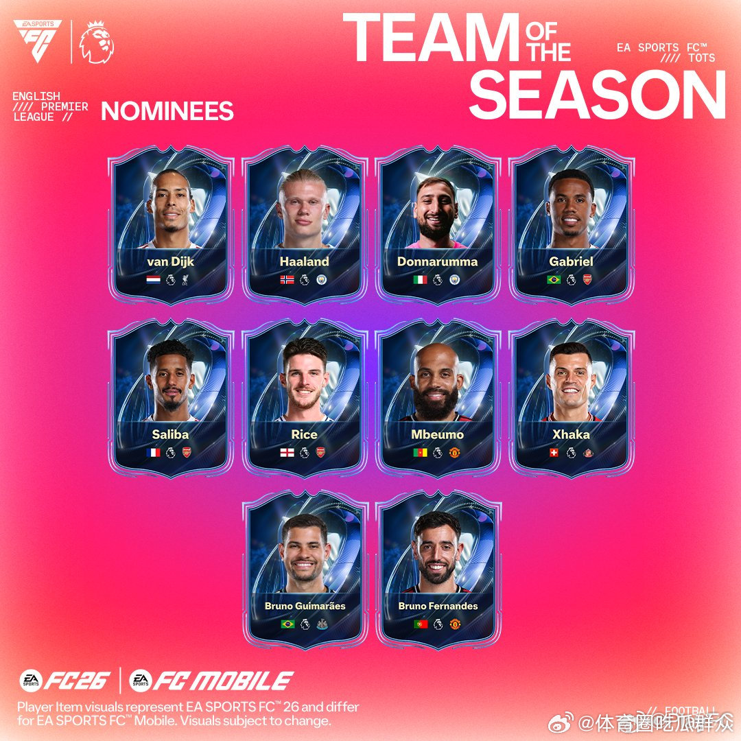 FC 26 Ultimate Team 赛季最佳阵容活动即将到来。英超联赛票选率