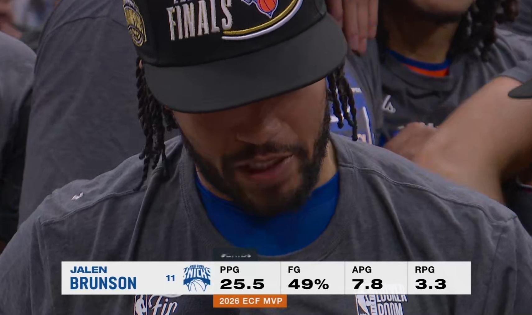 杰伦·布伦森全票当选东部决赛MVP！NBA尼克斯横扫骑士