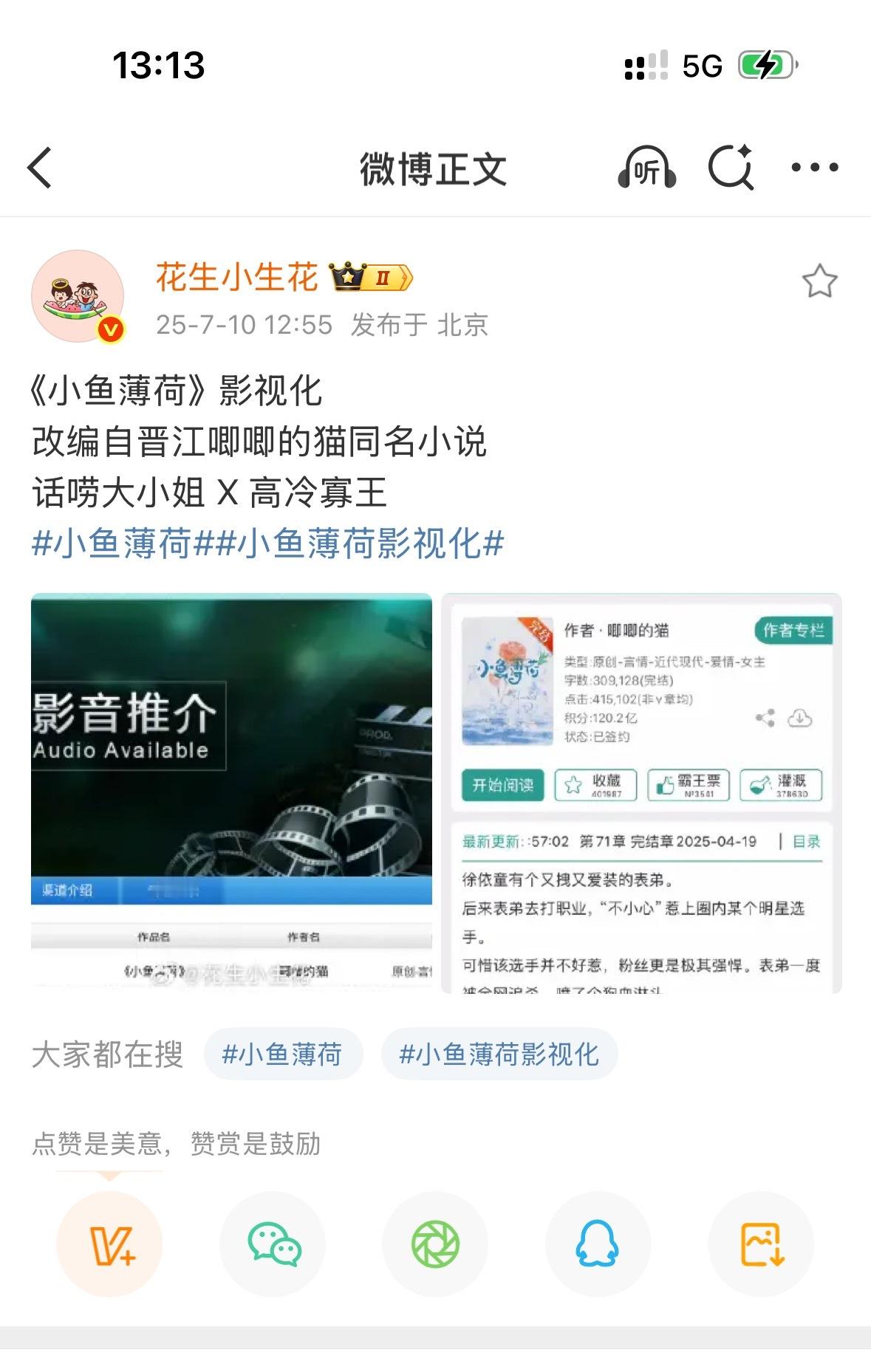 没看过耶有人看过么❓好看么❓小鱼薄荷 ​​​
