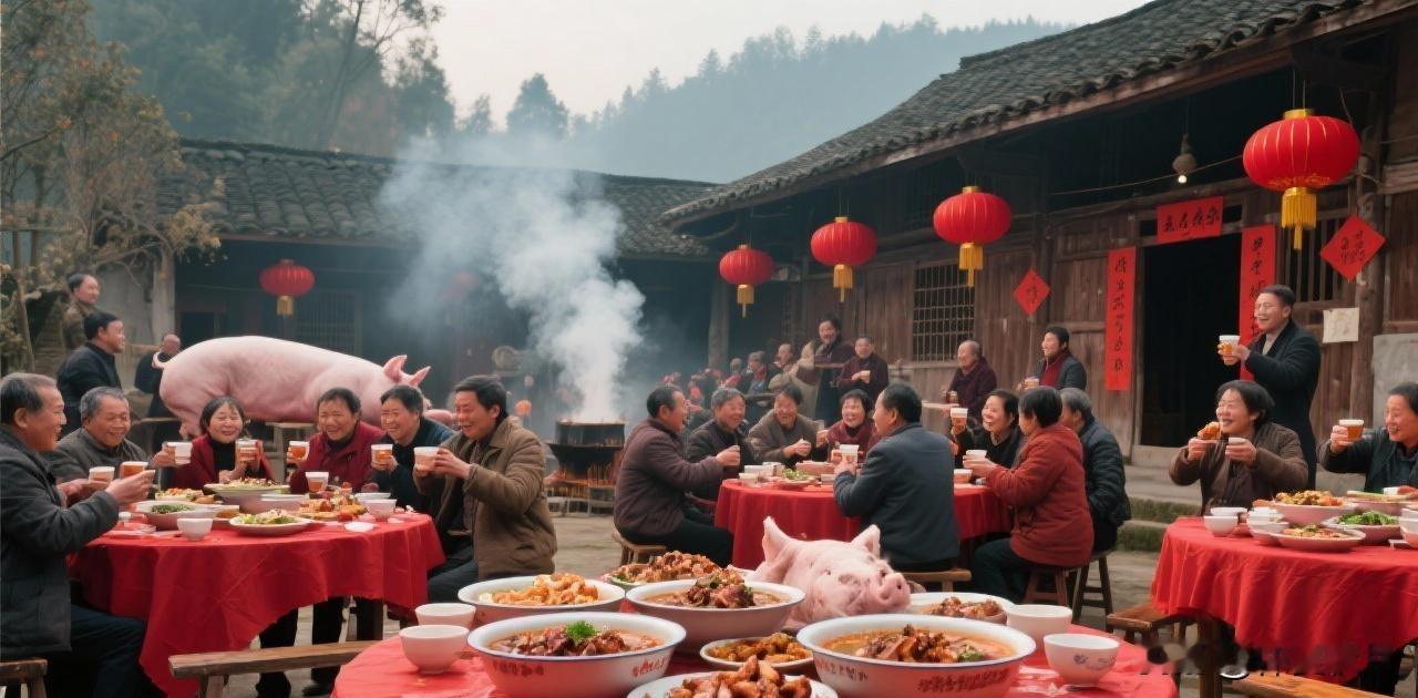 去啊， 为这口烟火气，跑趟农村吃刨猪汤值了！