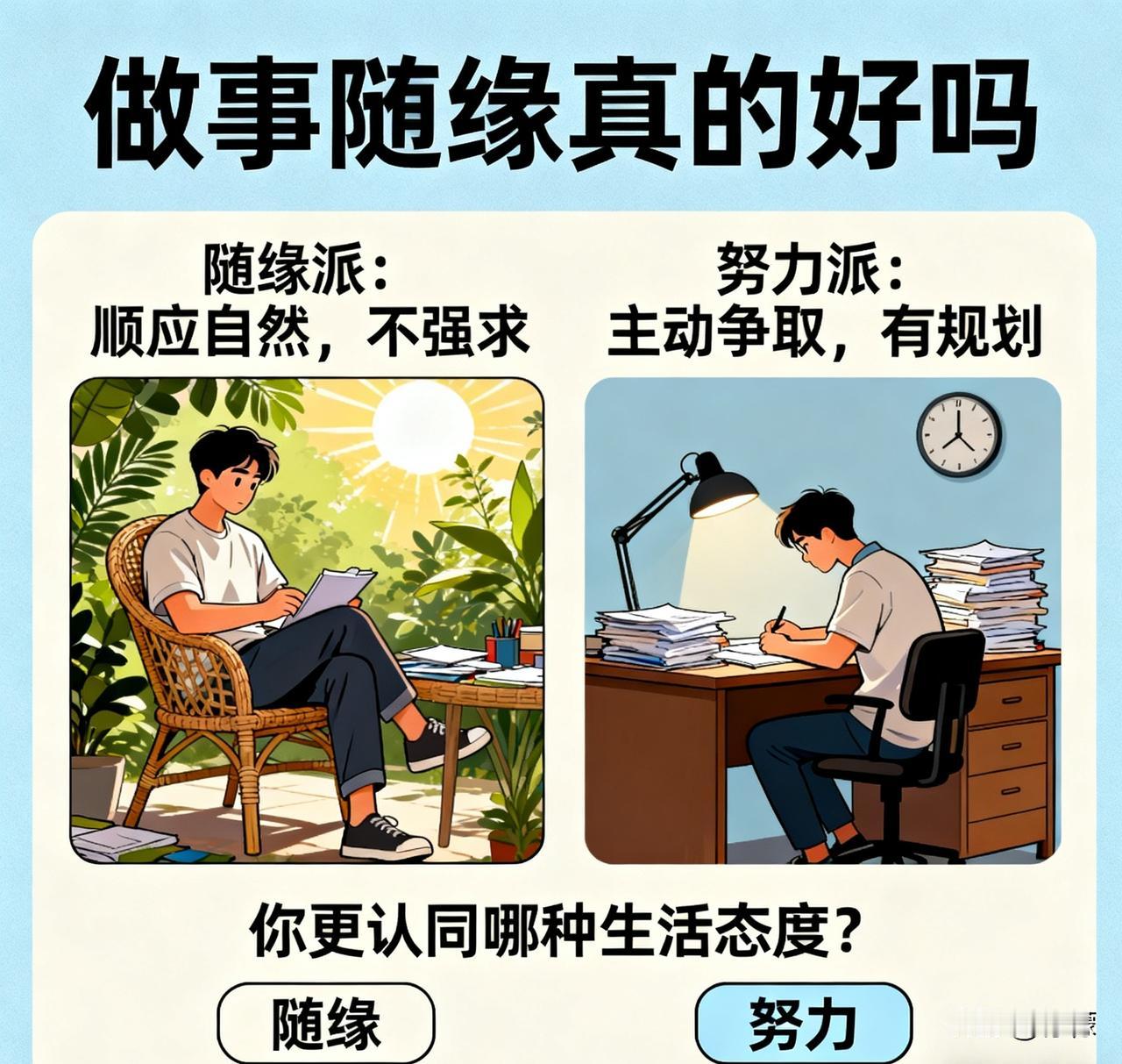 做事随缘不是躺平摆烂，而是尽人事后的顺其自然，核心在“尽人事”，而非一味放任，把