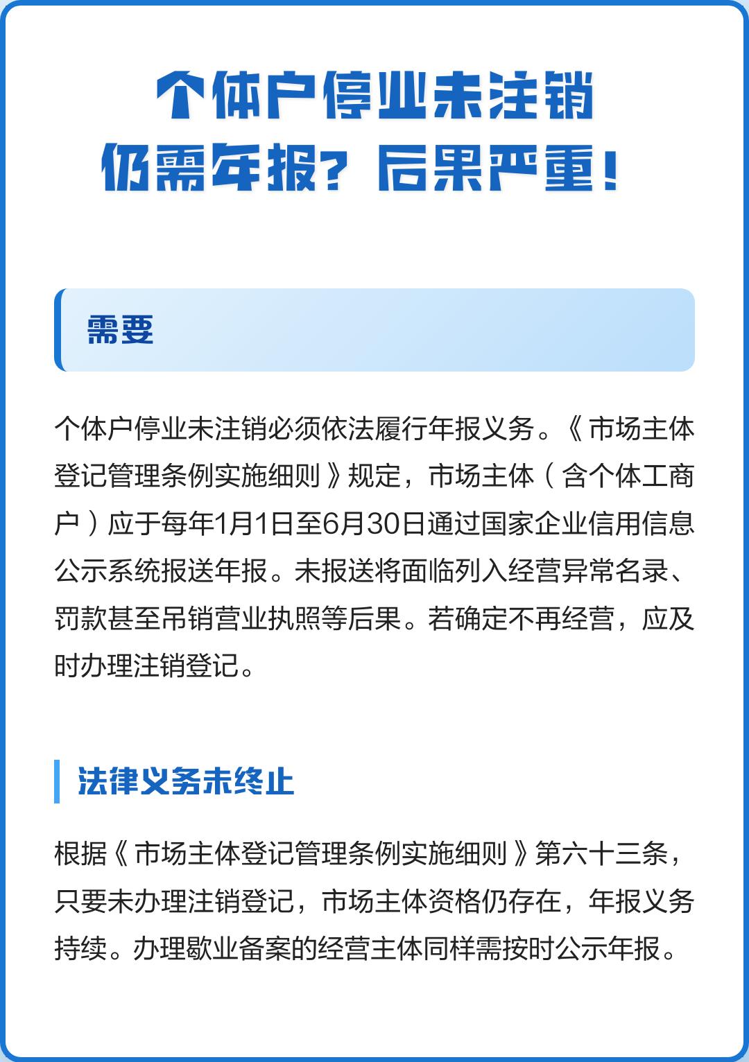 个体工商户长期未经营且连续 3 年未报送年度报告，并非直接自动注销，而是触发经营
