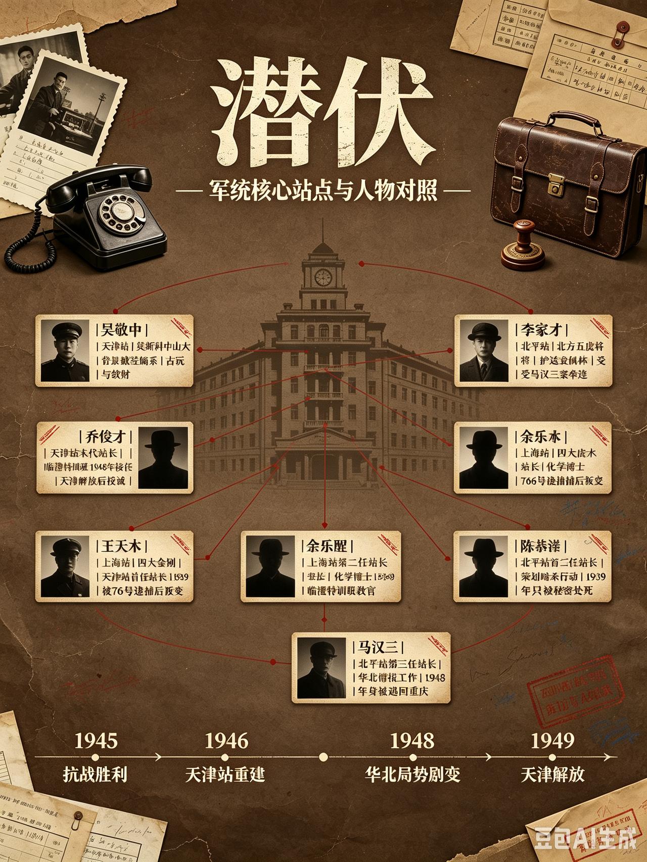 潜伏里跟吴敬中一起坐镇军统各大站点的都有谁