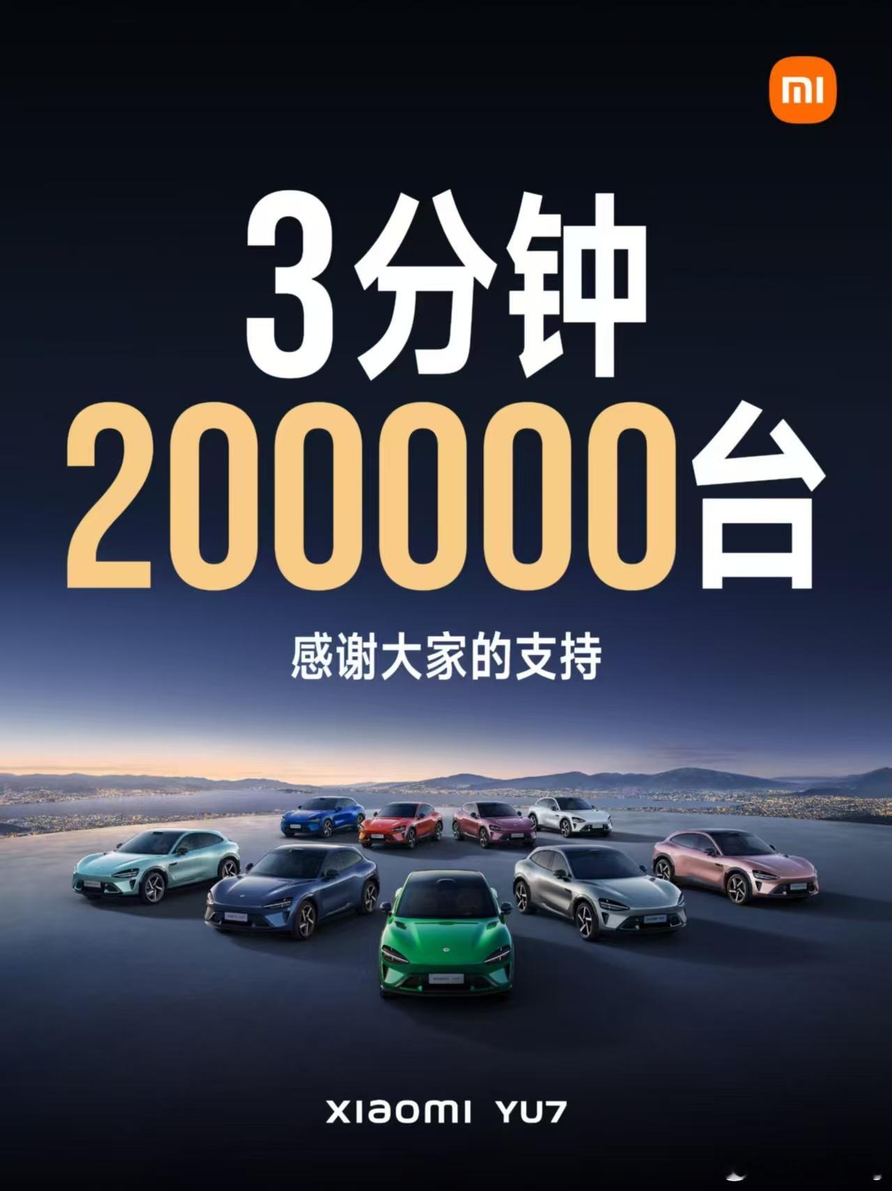 我没看错吧？3分钟预定超20万台！是20万台！看来工厂又要干冒烟了，雷总又要欠一