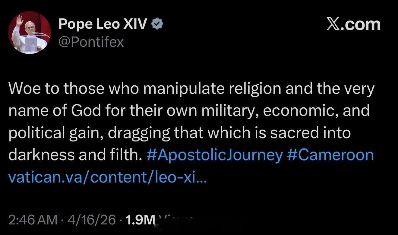 教皇良十四世发了一贴：“那些为了自身的军事、经济和政治利益而操纵宗教、玷污上帝之