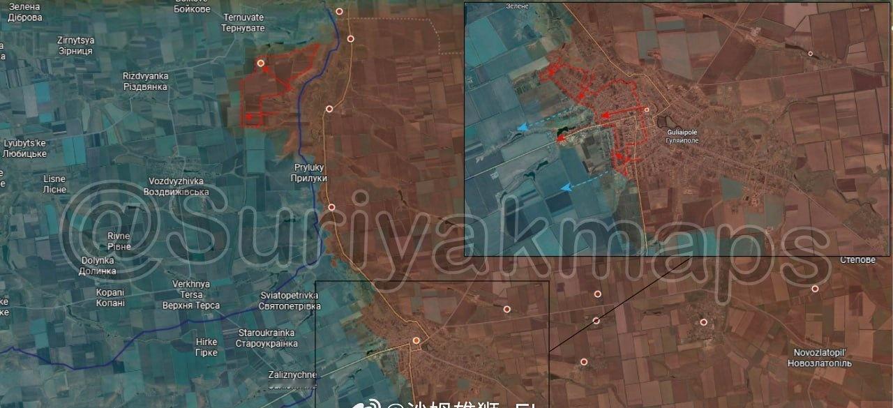 俄军控制了胡里艾博勒市超过90%的市区，目前乌军已经将第425突击团一部从红军村