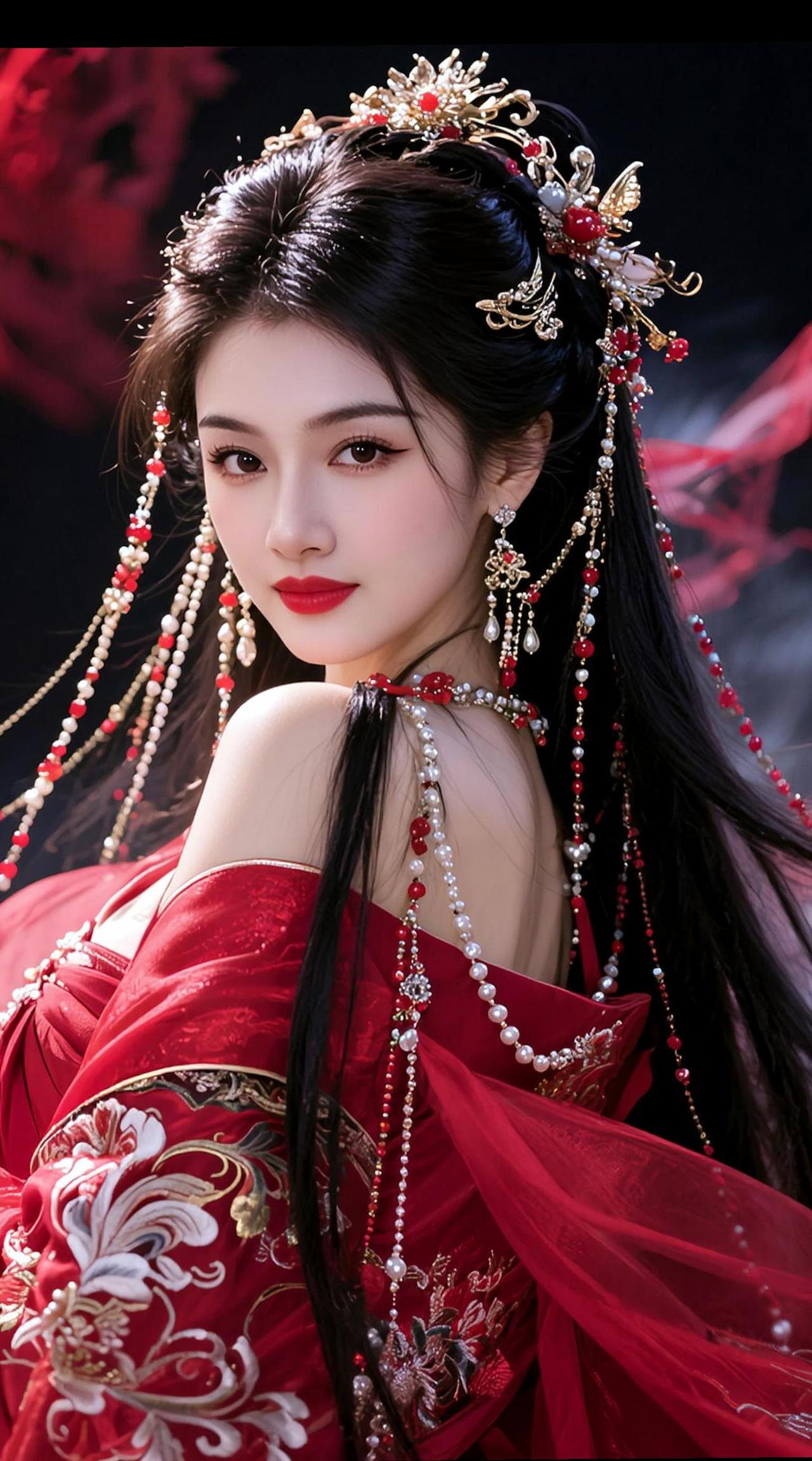 AI红裳华饰照 随变ai随便玩 国风古韵 古风美人 古装