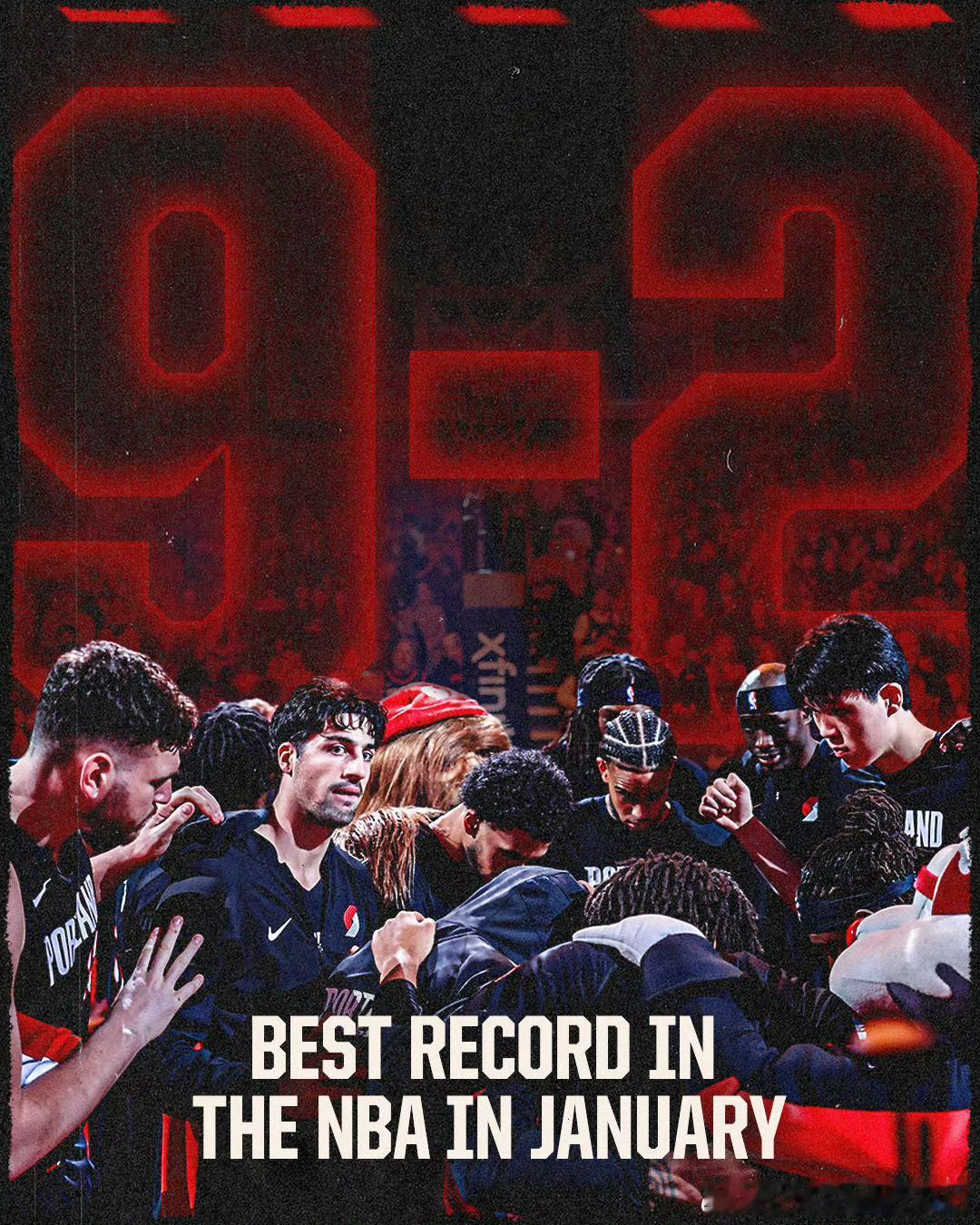 开拓者战胜热火后：他们成为进入2026年后赛季首支取得9胜的球队。最近11场比赛