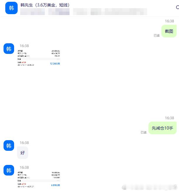 实盘喜讯分享 恭喜韩先生跟上指导操作，黄金空单顺利拿下6600+美金入袋 前面多