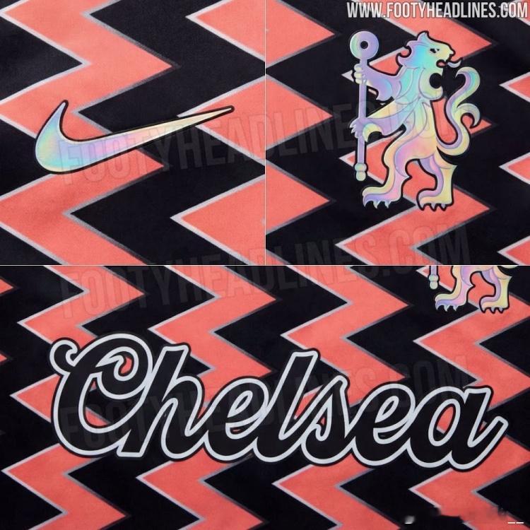 切尔西下赛季复古球衣谍照：珊瑚橙与黑色交织 使用狮纹徽章切尔西体育年度大赏