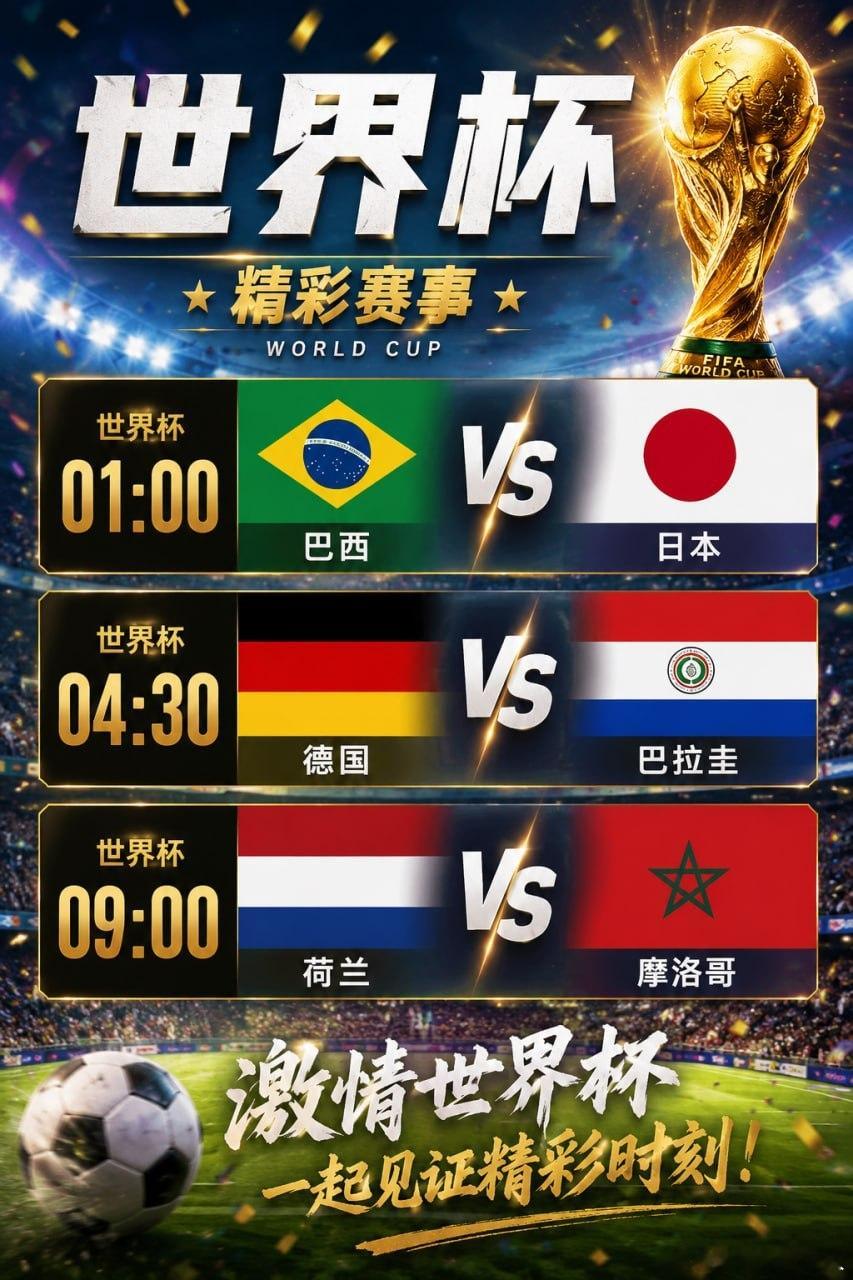⚽️ 世界杯淘汰赛正式打响！🇧🇷 巴西 🆚 日本 🇯🇵🇩🇪 德国 