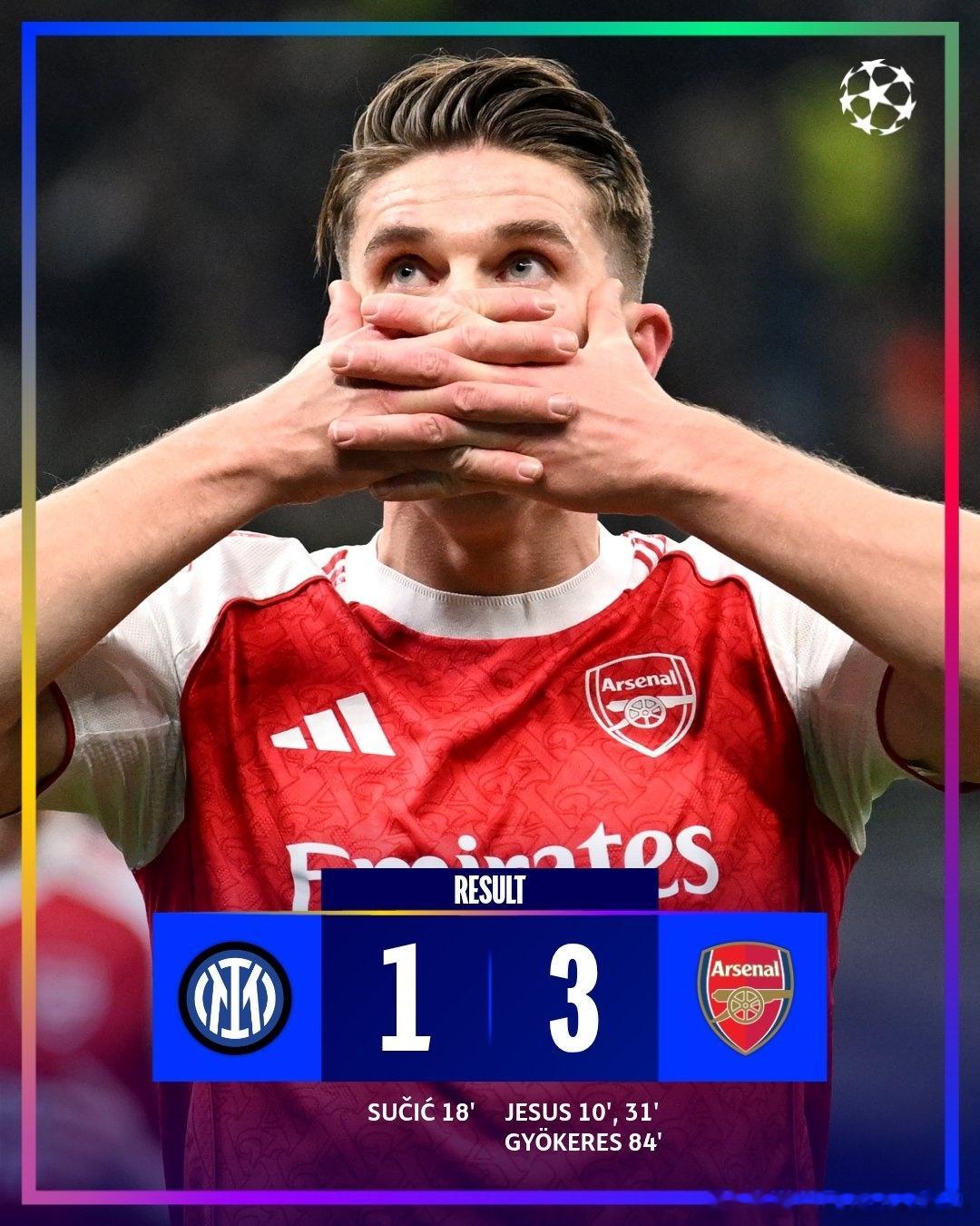 01月21日 阿森纳的7轮欧冠比赛战罢，他们7战全胜豪取21分，锁定欧冠16强直