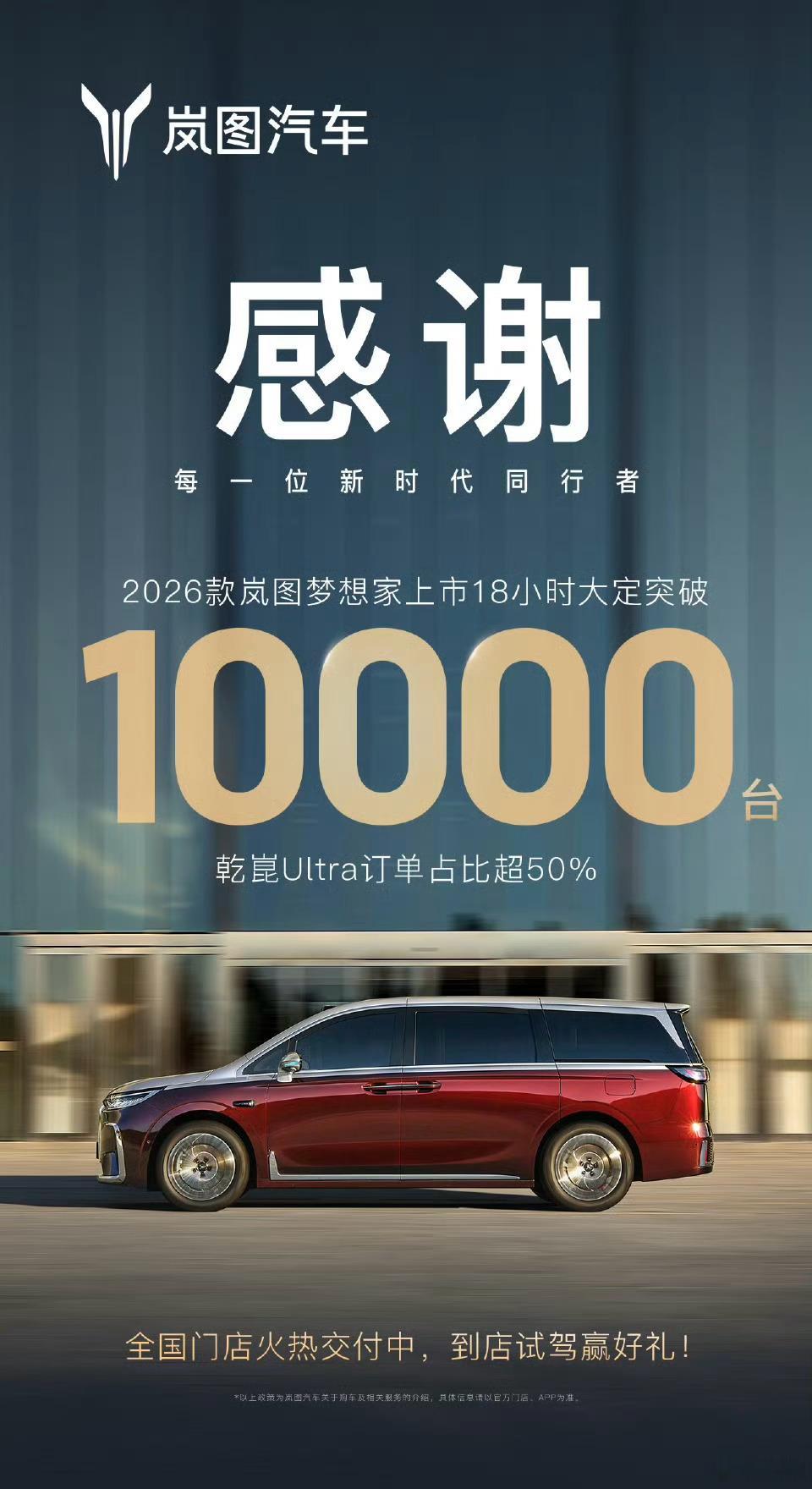 新款岚图梦想家上市18个小时大定破万[666]32.99万起，续航和智能化都有提