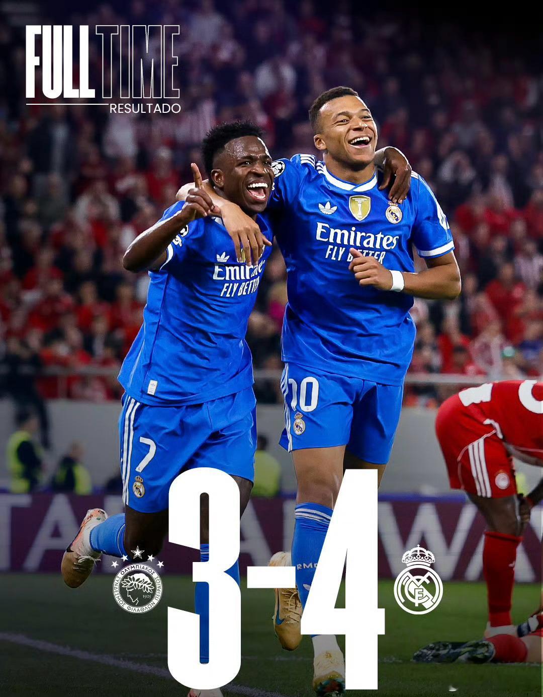 姆巴佩大四喜姆巴佩上演大四喜，获得本场MVP ！皇马以4:3小胜对手。 