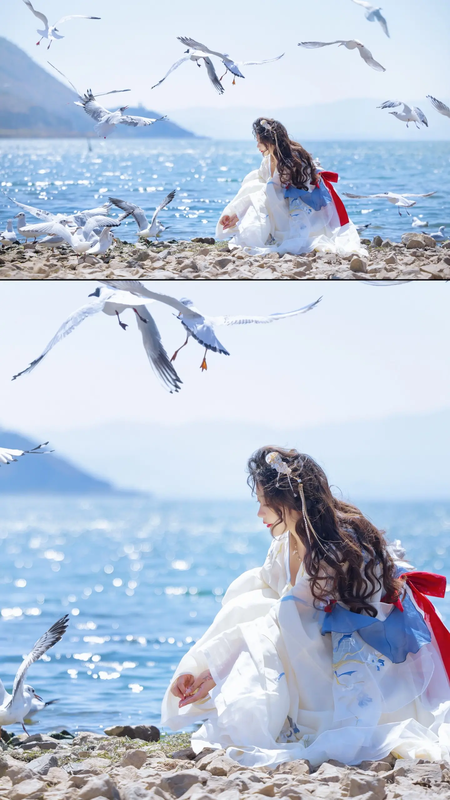 “风筝有风，海鸥有海”。老图新发，在洱海边拍的客片。 大理真的很适合旅拍～