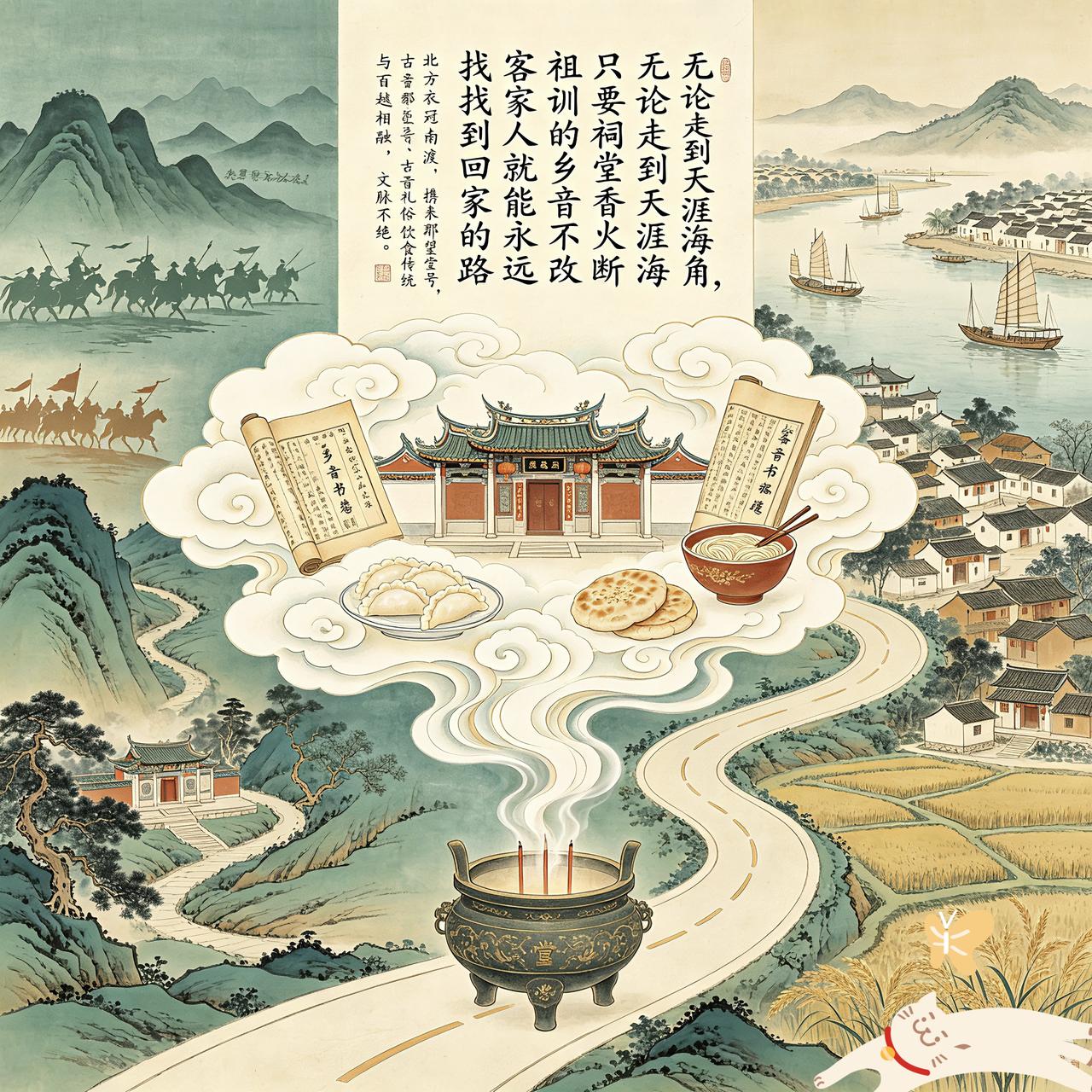 客家人，慎终追远，不忘根本。所以，他们并不只是“在路上”的人，而更是在于，“记得