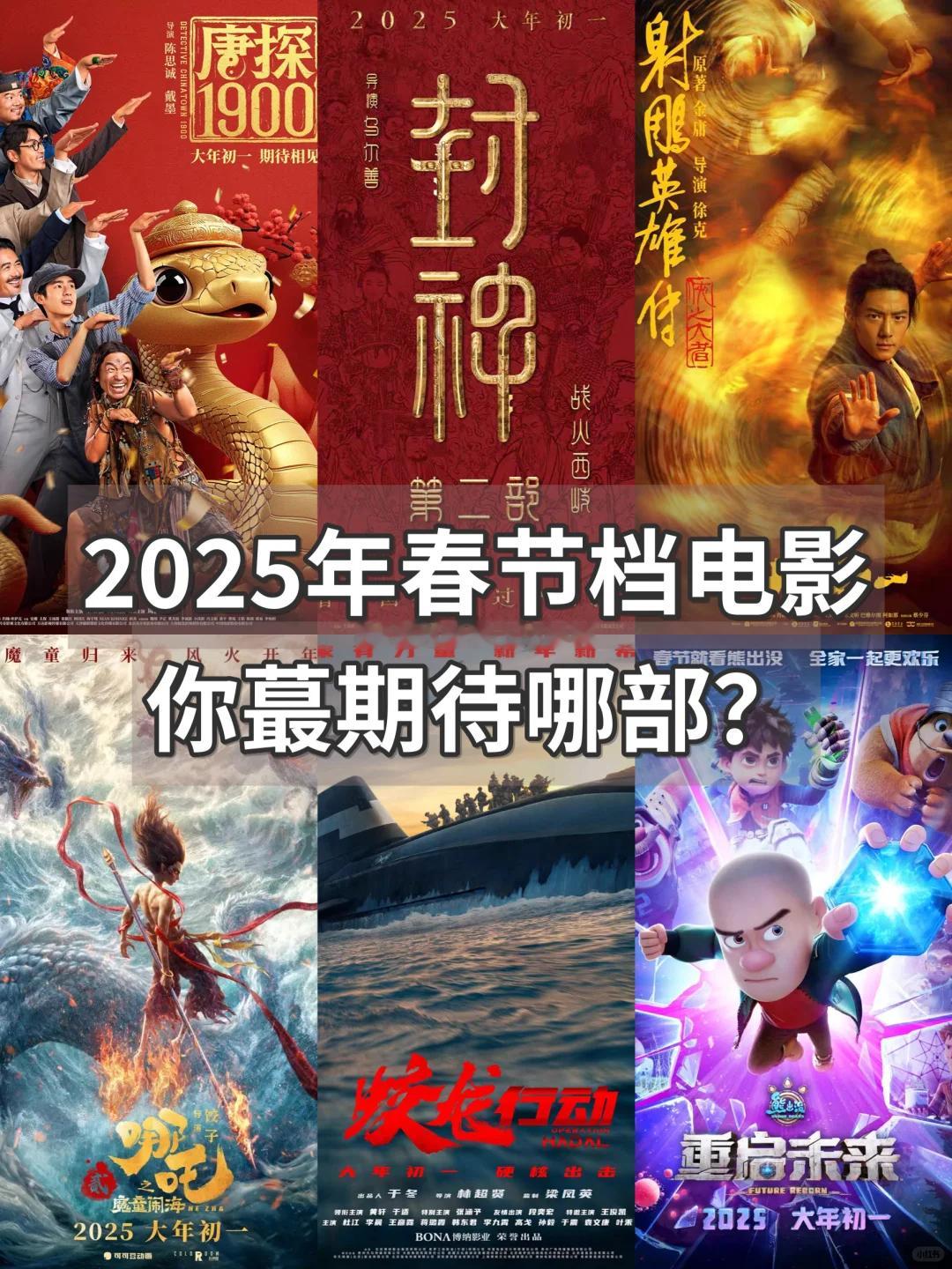 2025年春节档电影，你蕞期待哪一部？家人们，2025年春节档电影简直神.仙打架