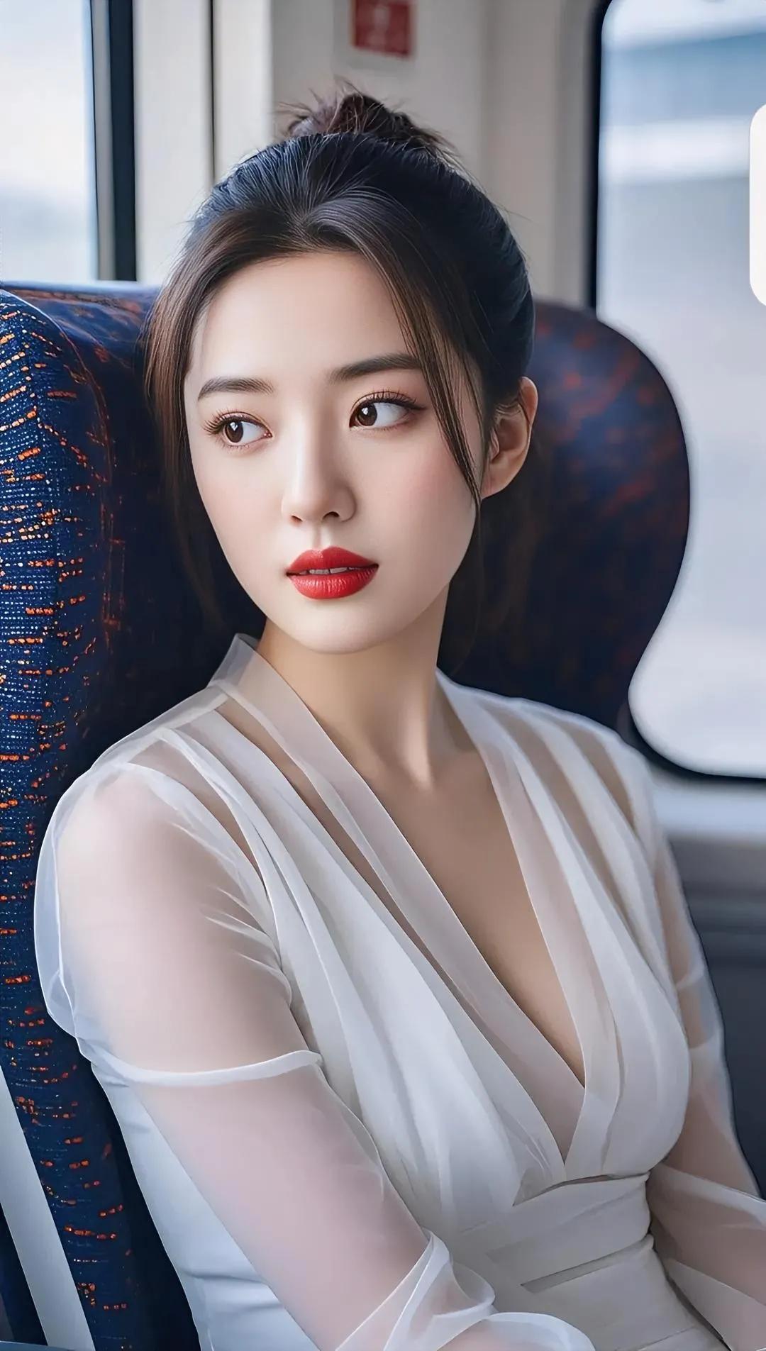 白衣佳人坐窗边，清风拂面心欢畅。#端正秀丽俏佳人# #佳人妩媚含情笑# #姿娇容