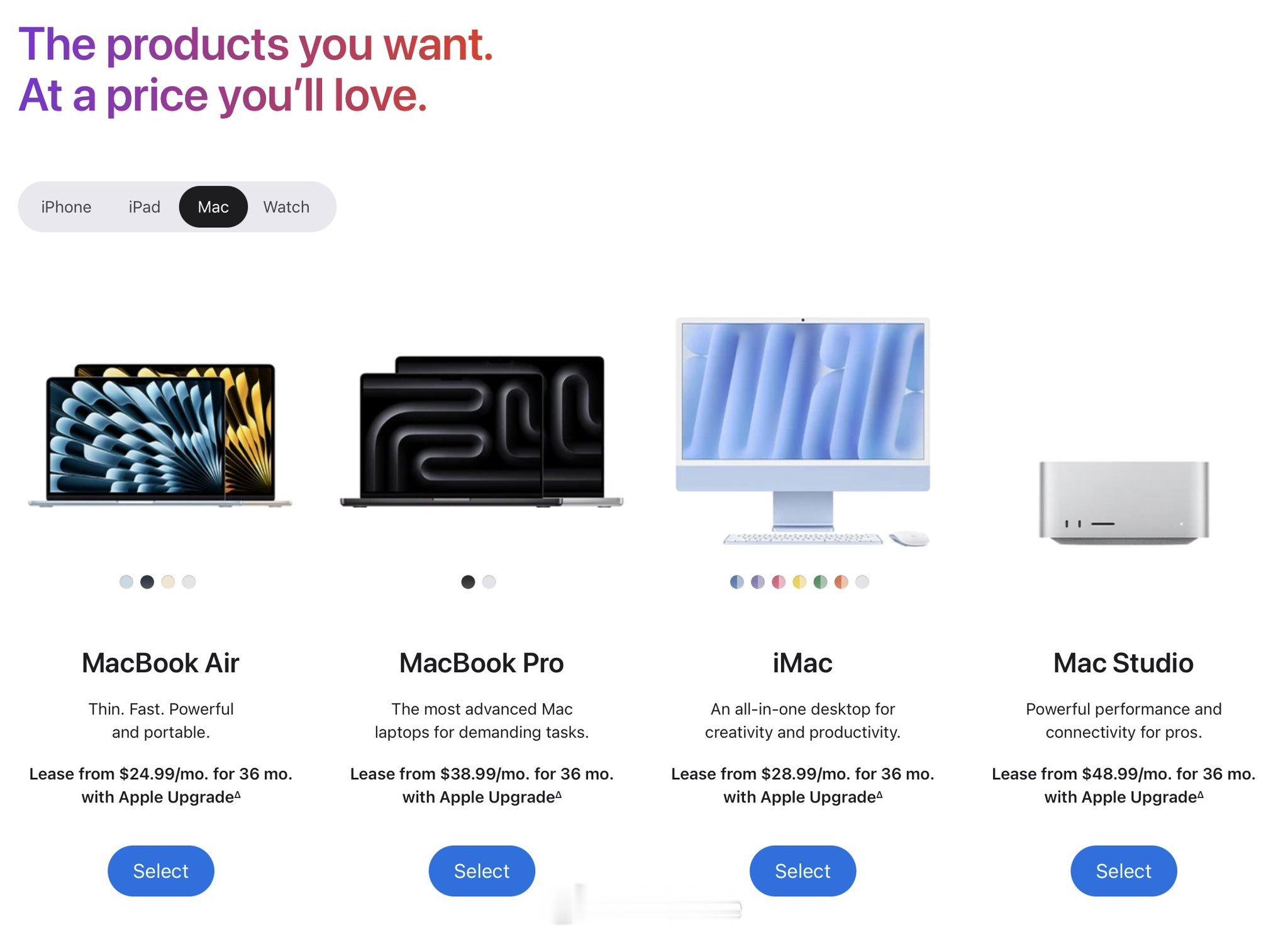 苹果在美国正式推出 Apple Upgrade 计划，通过月付租赁苹果的设备，到