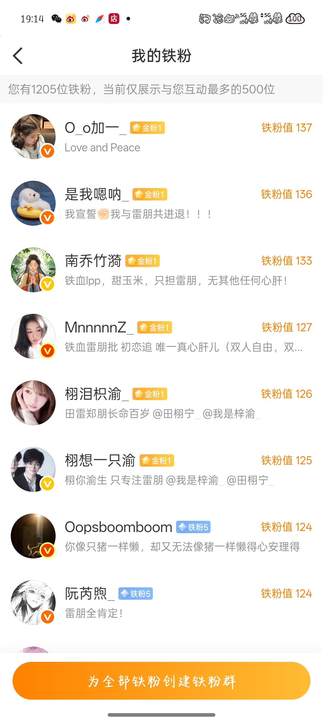 我的金粉终于越来越多了下面那俩个也是金，就是明天才会刷新