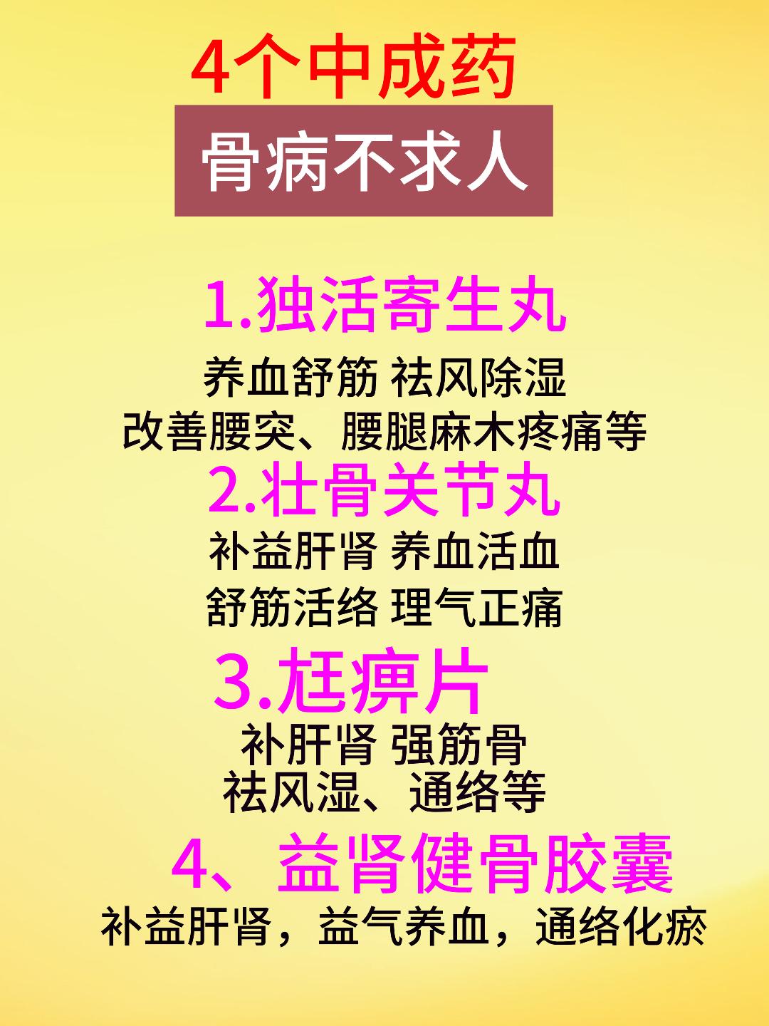 4个中成药，骨病不求人[谢谢][谢谢][谢谢]