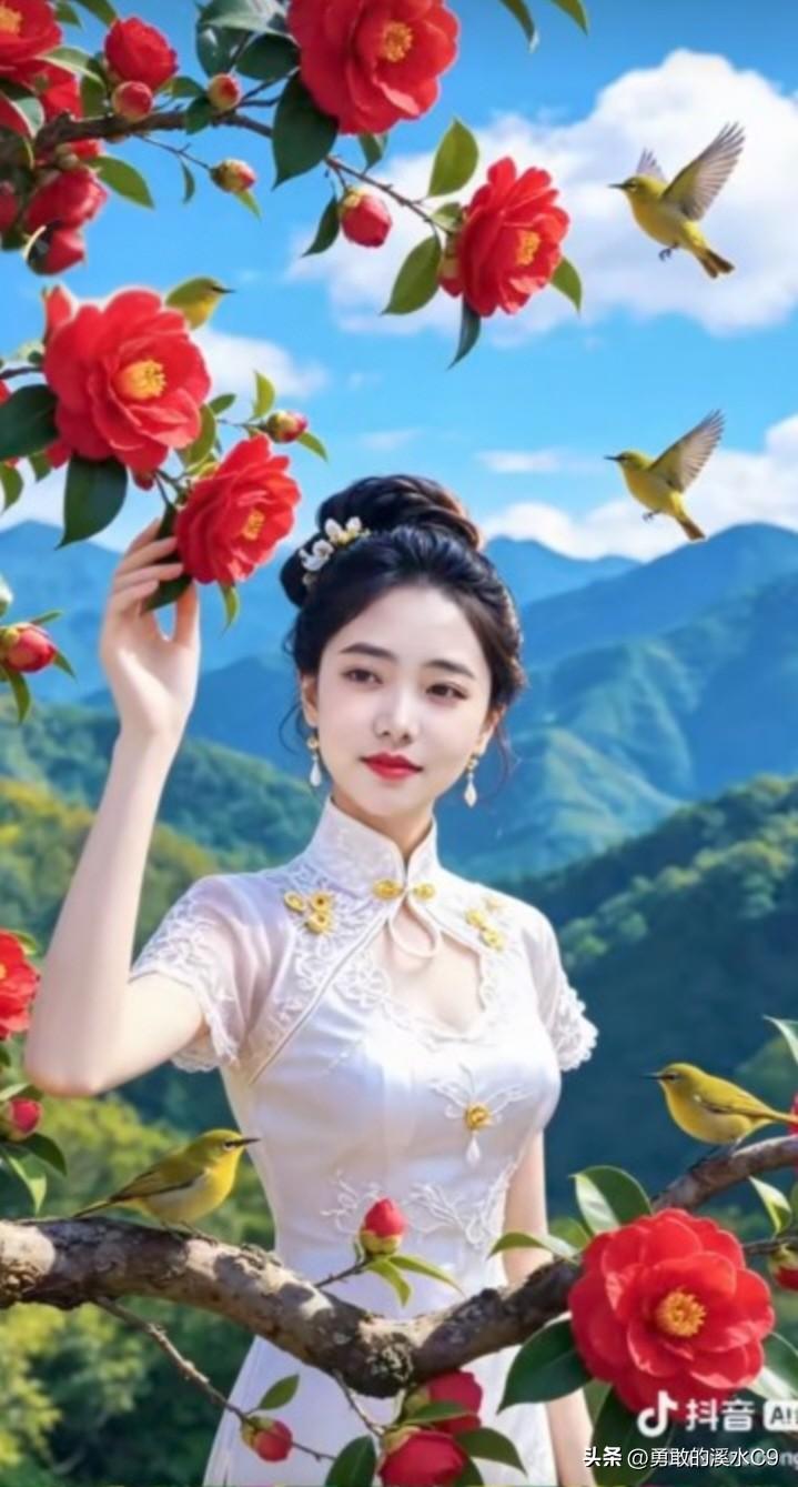 “花间美人笑，鸟语春意浓”，此景美不胜收！春天来临，花间鸟语，处处春意盎然。
谈