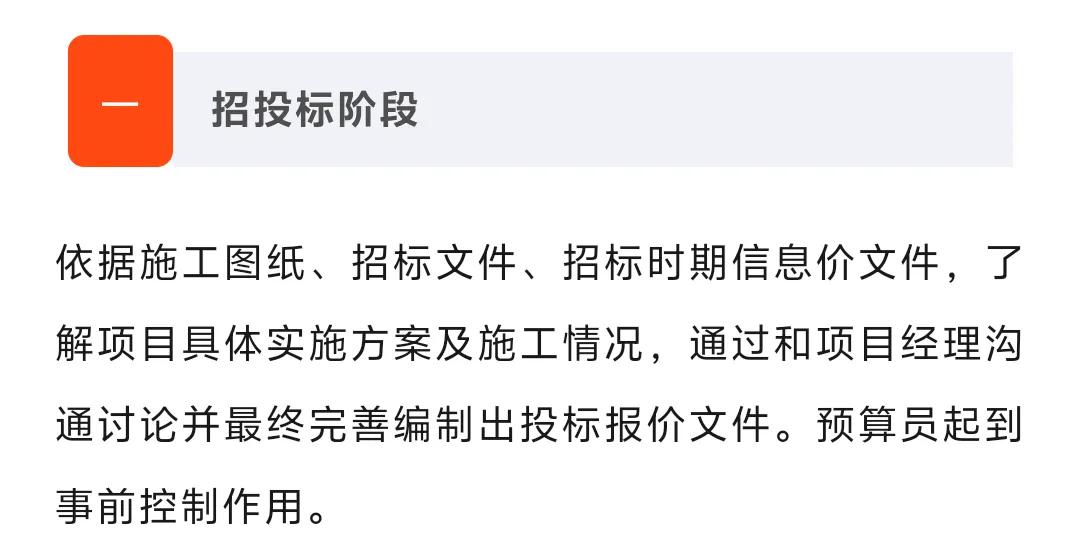 预算员项目各阶段工作职责