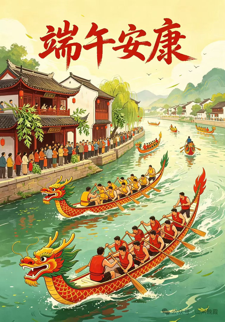 【高阳台·端午安康】榴花映水，艾蒲悬梁，龙舟竞渡湖江。粽叶衔香，南风最知意长。渔