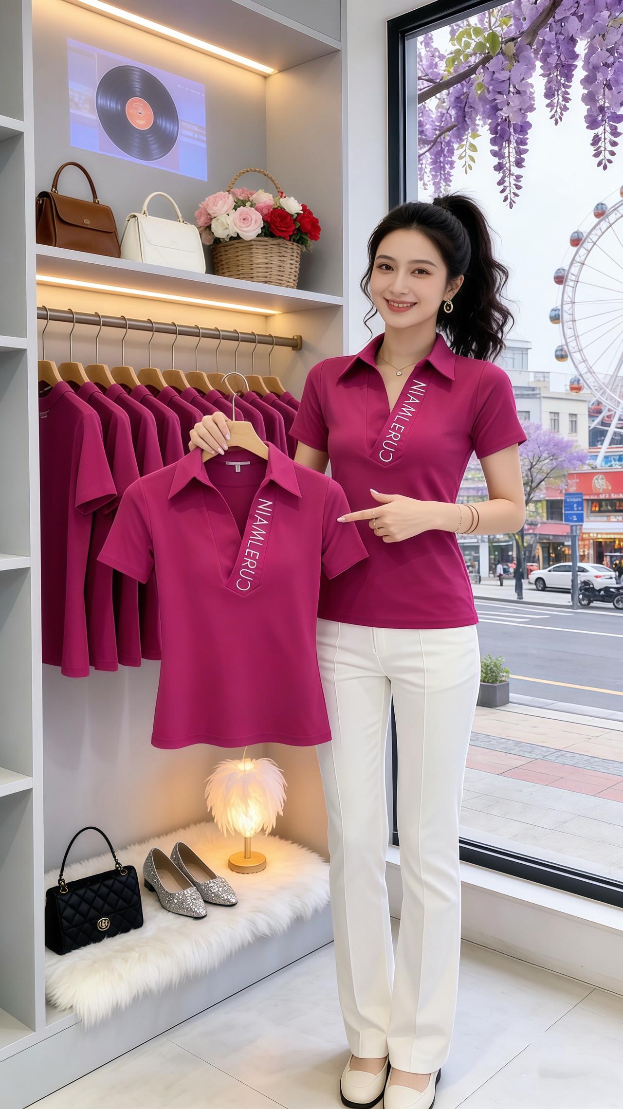 刺绣v领上衣 洋气减龄休闲百搭 谁穿谁好看