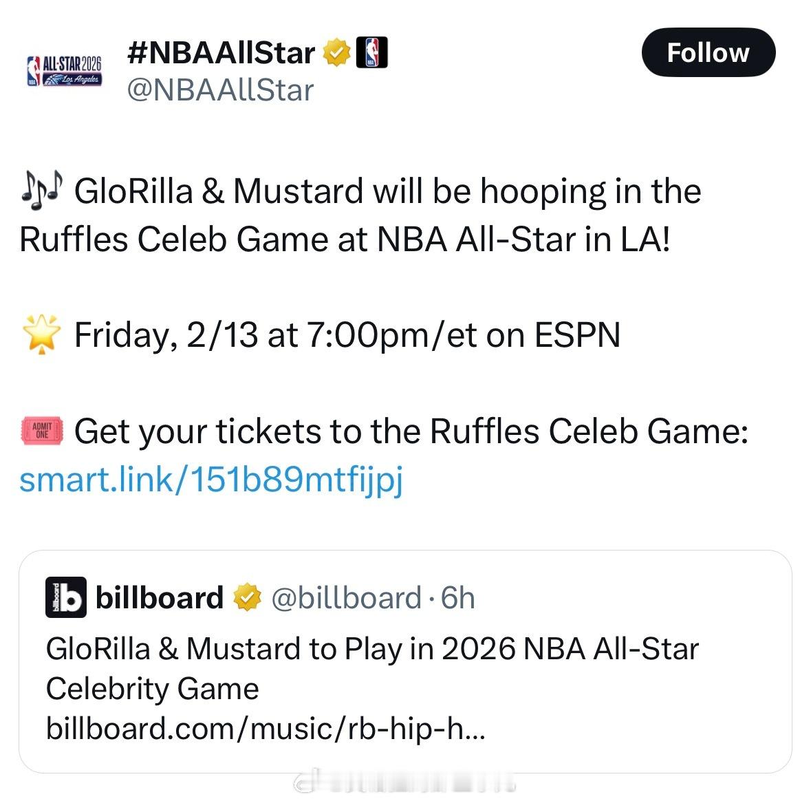 NBA官方和公告牌官方宣布，英格拉姆女朋友Glo将参加NBA全明星名人赛。英格拉